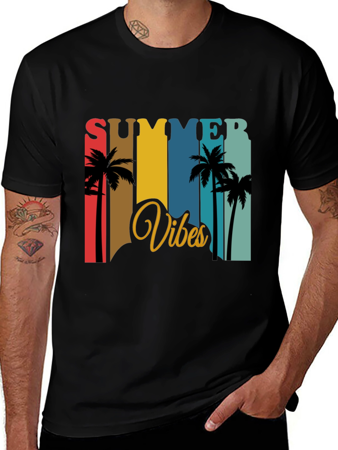 Variant 27 of Summer Vibes Graphic T-Shirt - Palm Tree Design