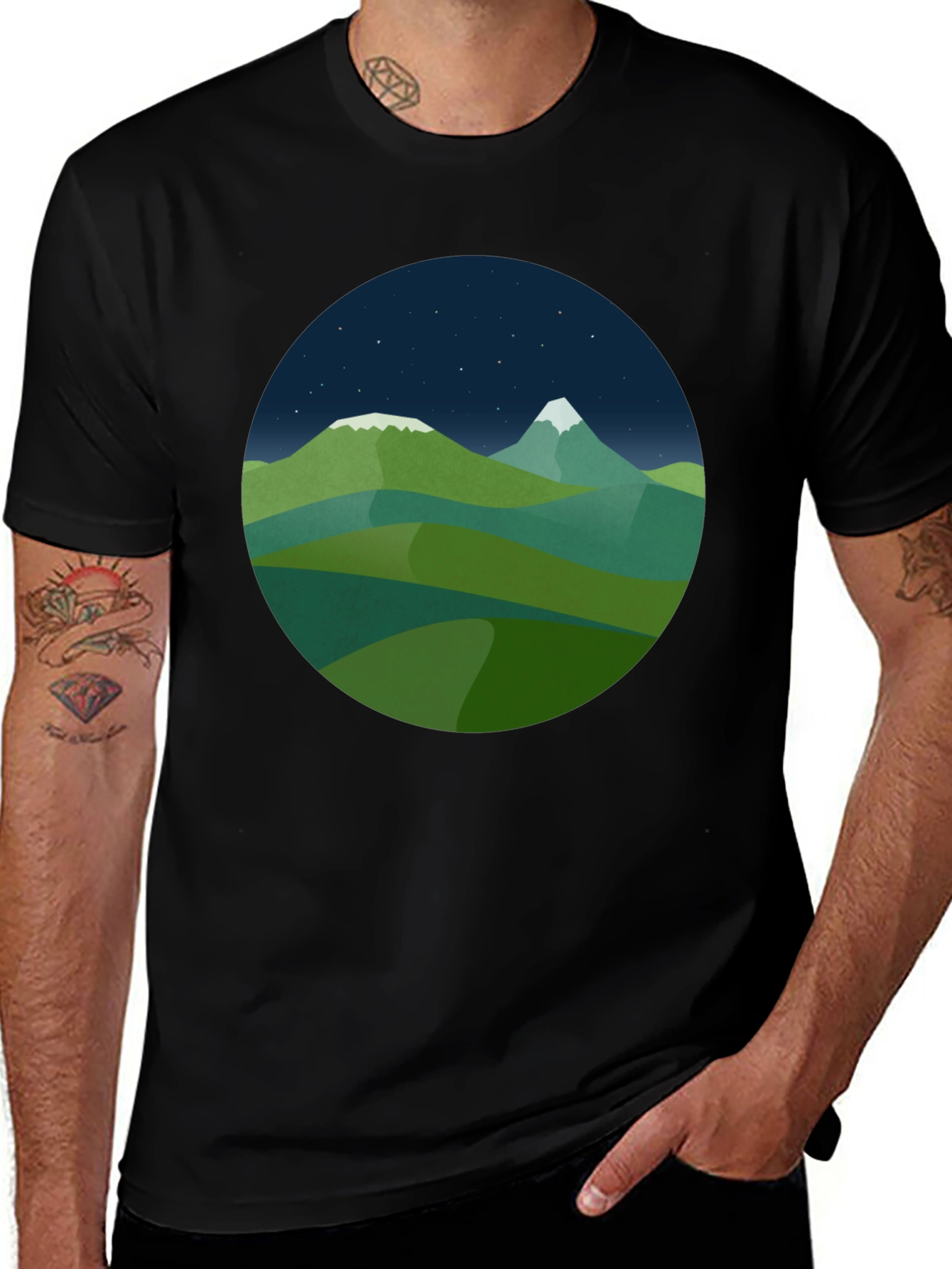 Variant 7 of Mountain Vista Graphic Tee - Black Cotton Blend