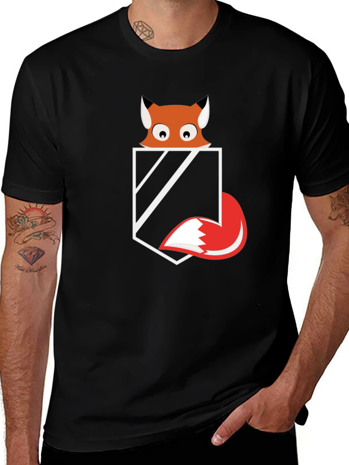 Variant 23 of Fox Pocket Graphic Tee - Men's Black T-Shirt