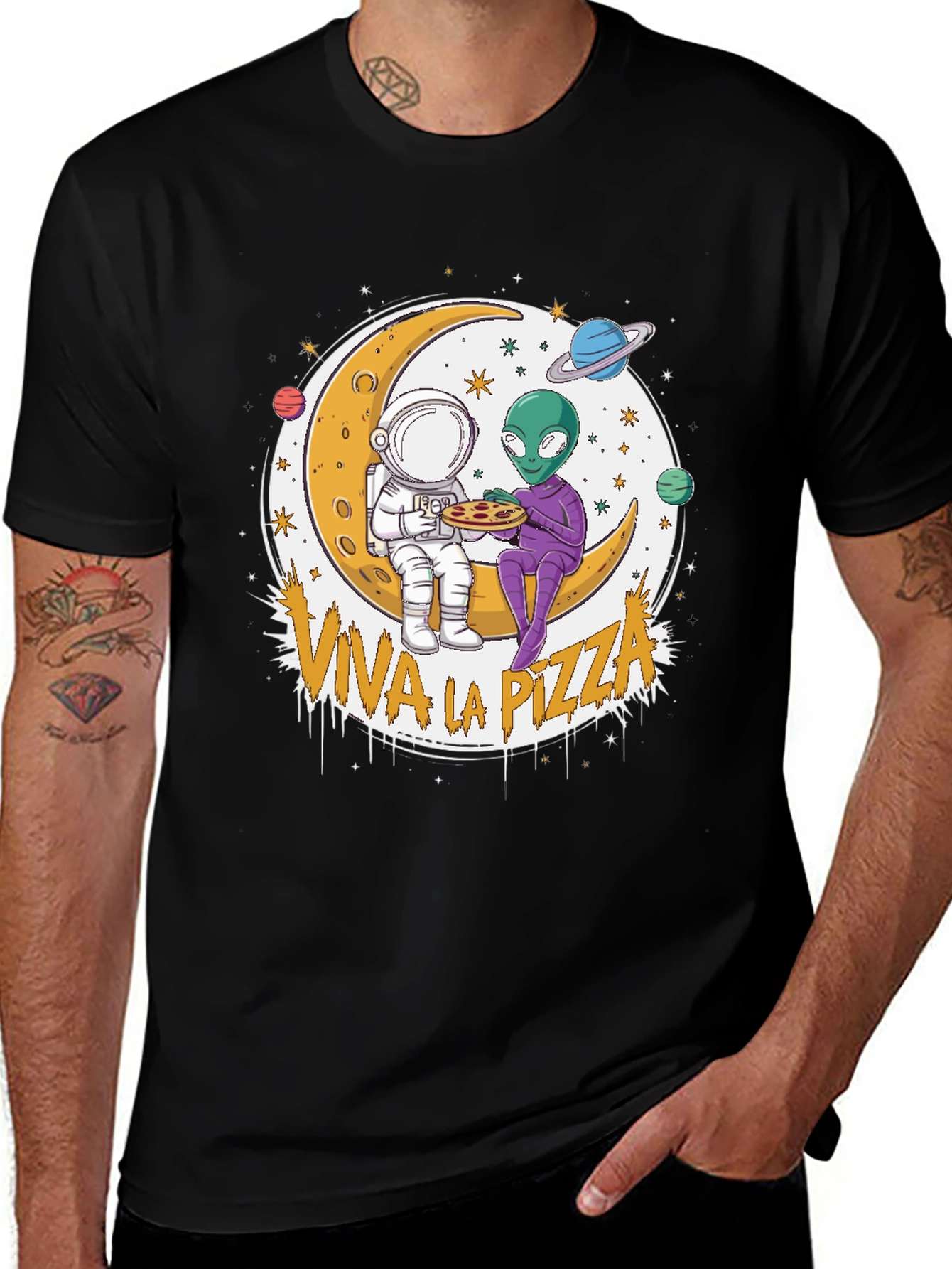 Viva la Pizza T-Shirt - Astronaut and Alien Tee
