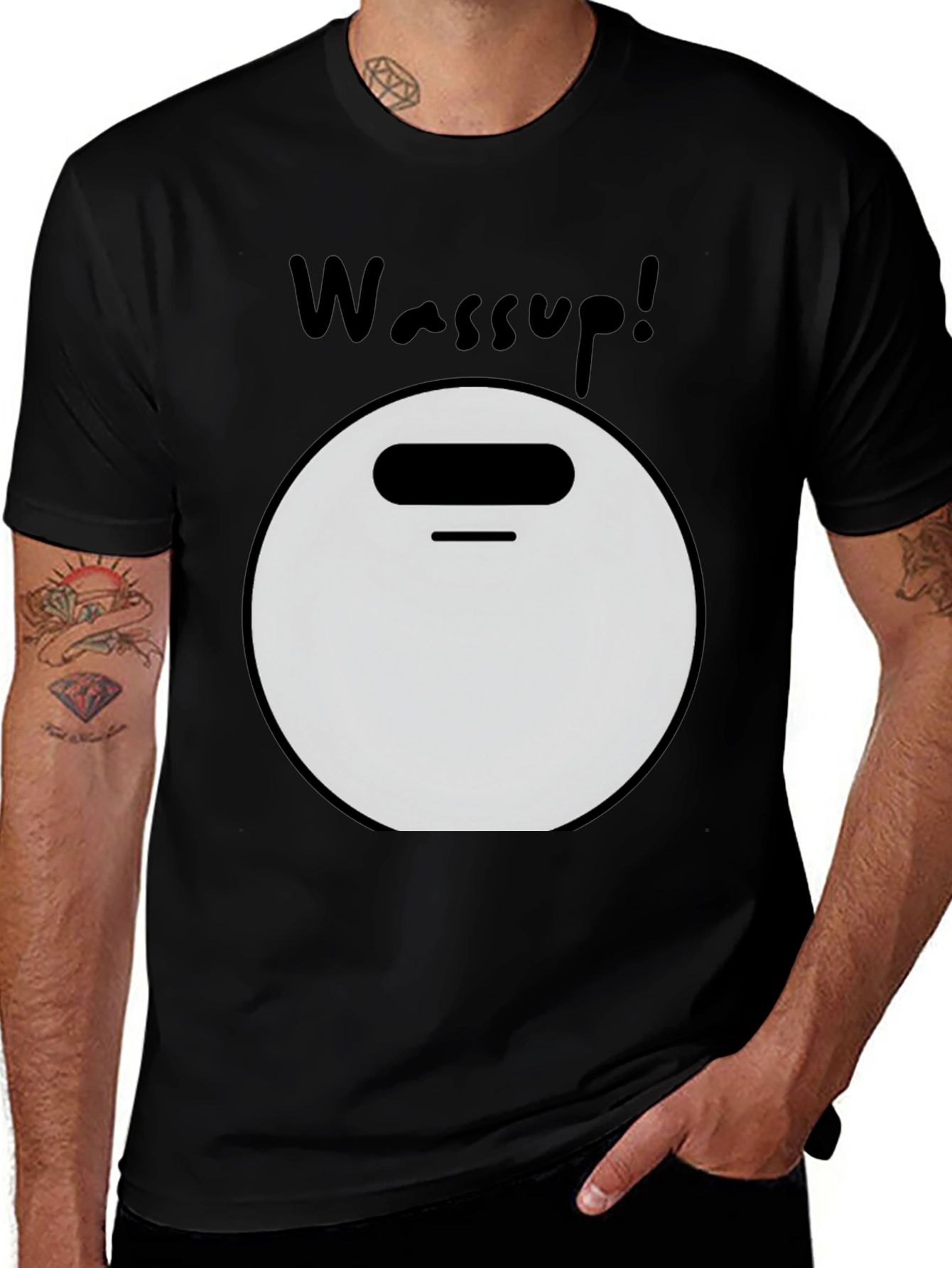 Variant 24 of Wassup! Face Graphic T-Shirt - Black