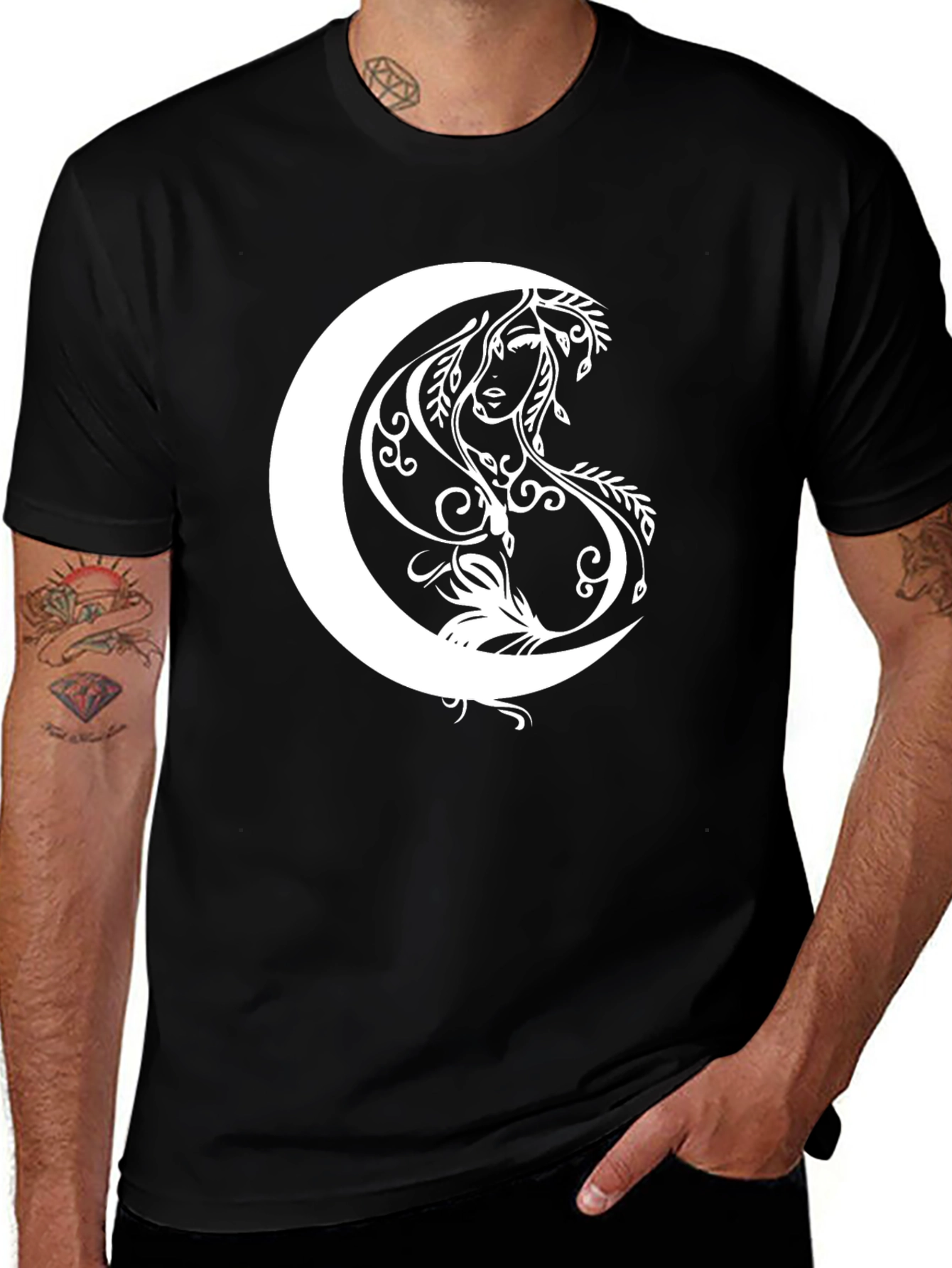 Variant 10 of Mystic Moon Goddess Graphic T-Shirt - Black