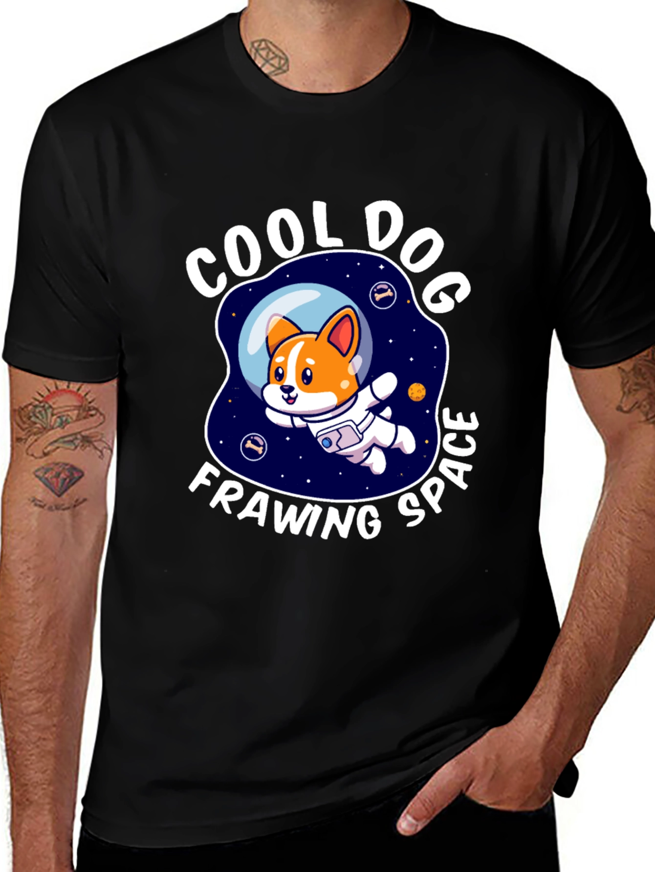 Variant 23 of Cool Dog Frawing Space T-Shirt