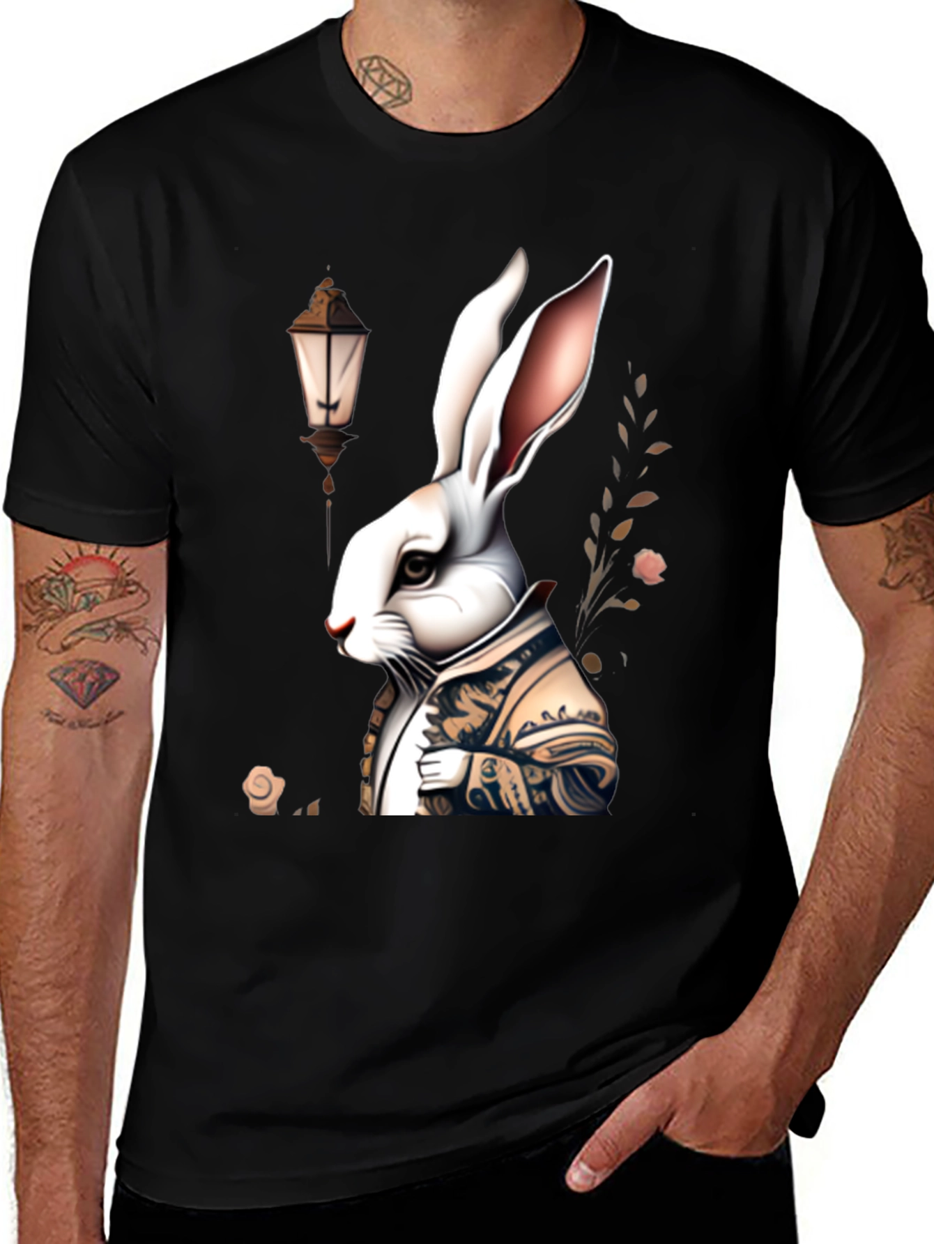 Variant 4 of Whimsical Rabbit Graphic Tee - Unique Print