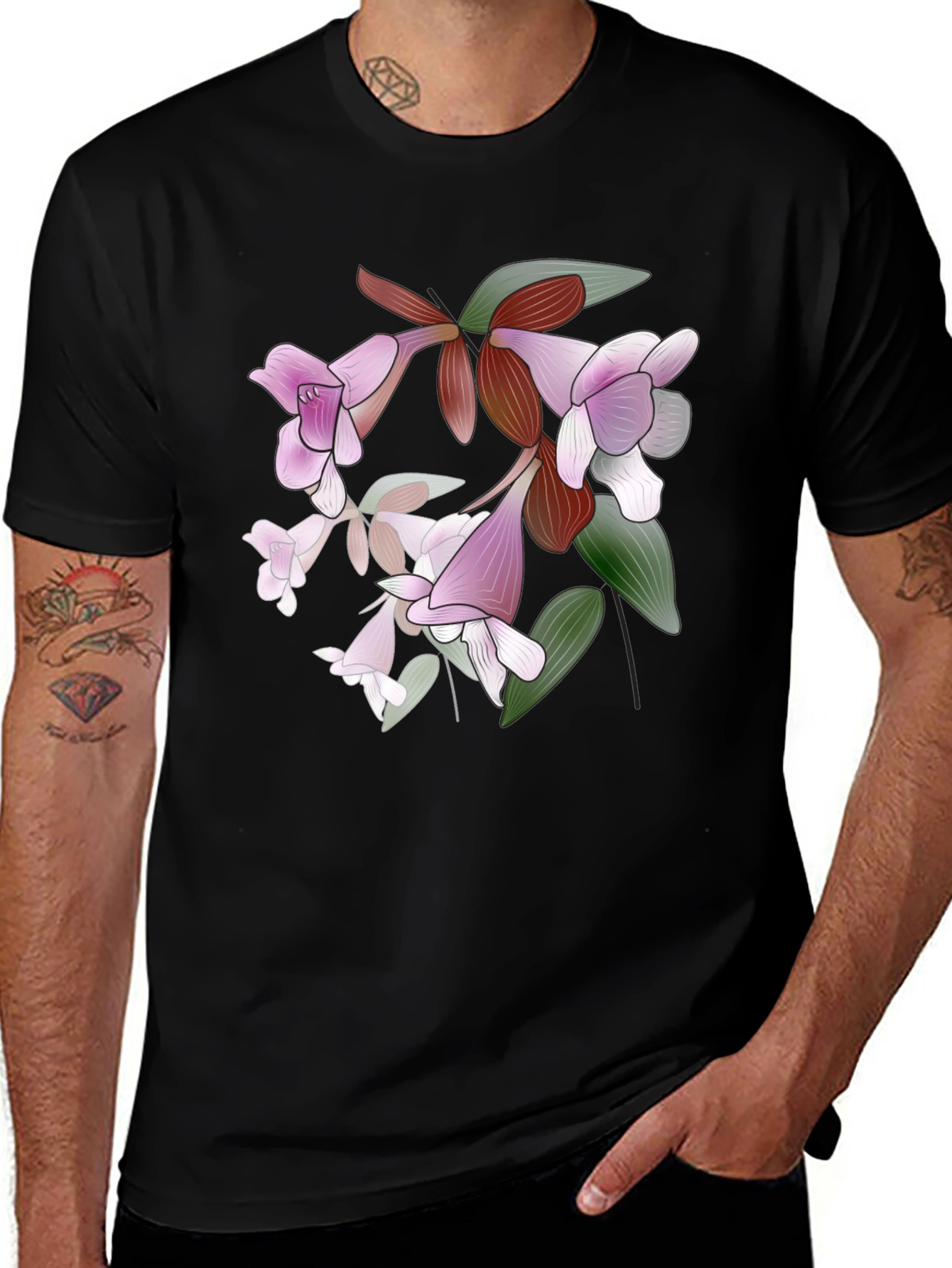 Variant 23 of Floral Print T-Shirt - Stylish Botanical Design