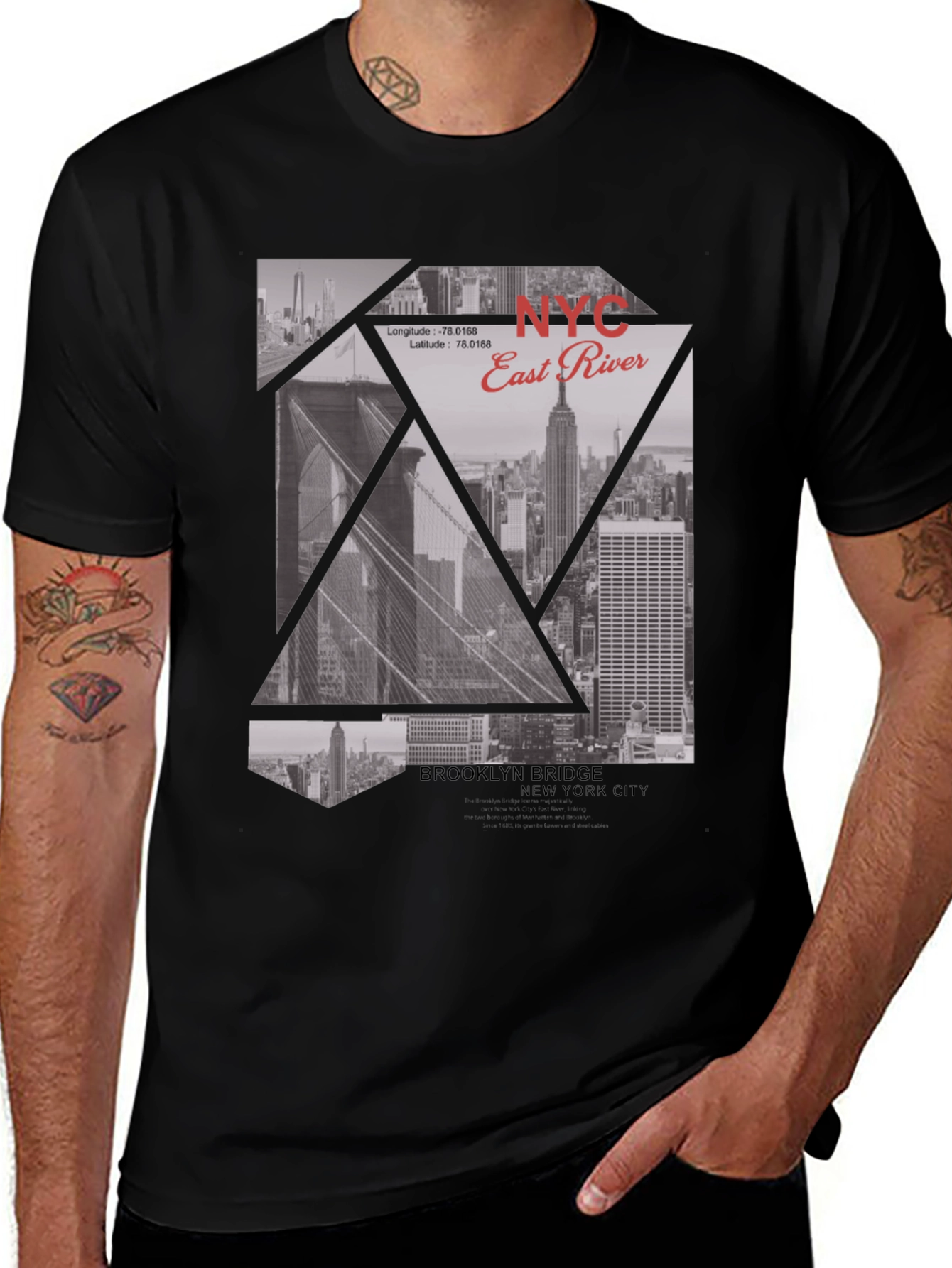 NYC Graphic Tee - Brooklyn Bridge & East River Print