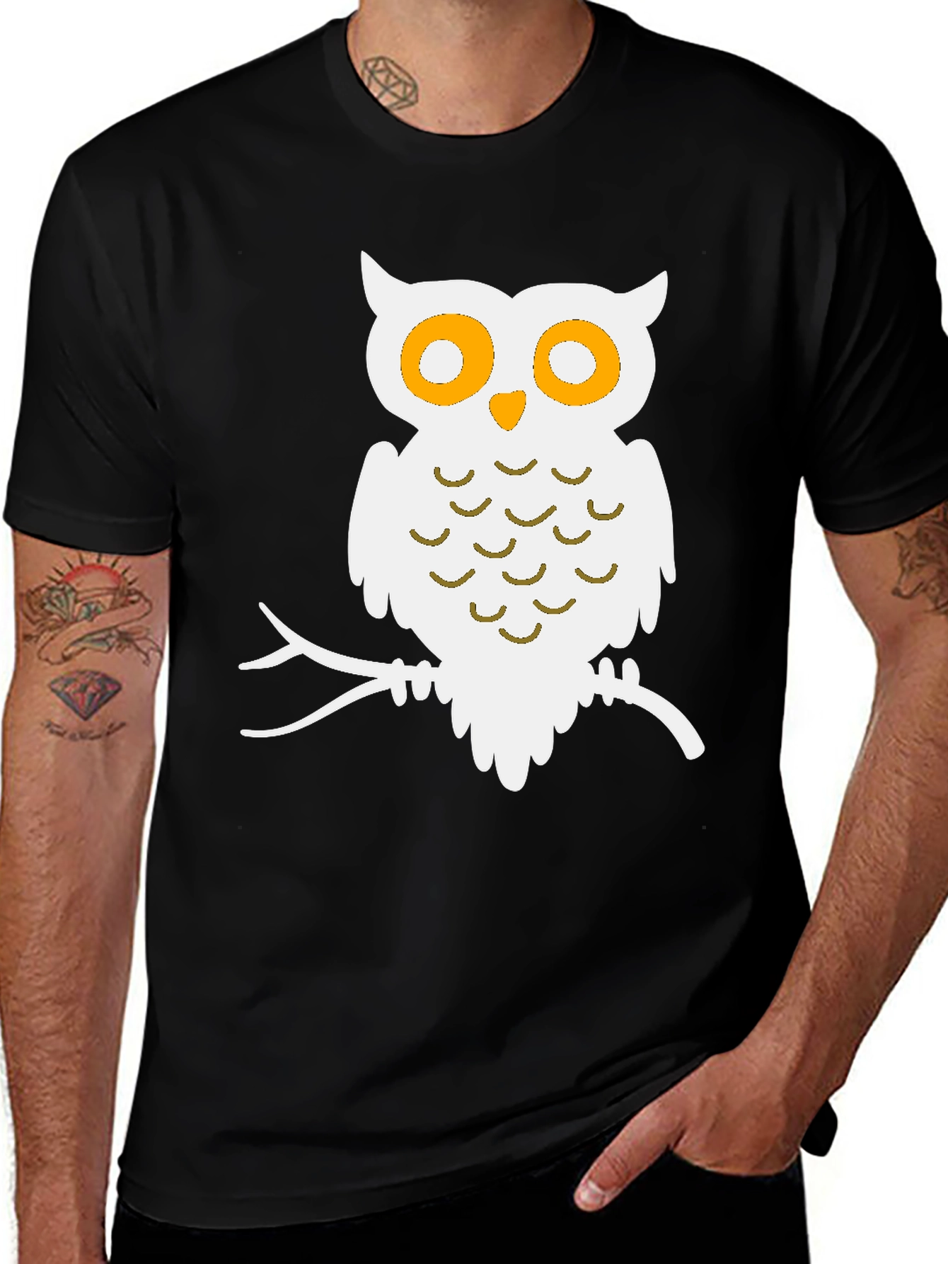 Variant 5 of Owl Graphic Print Black T-Shirt