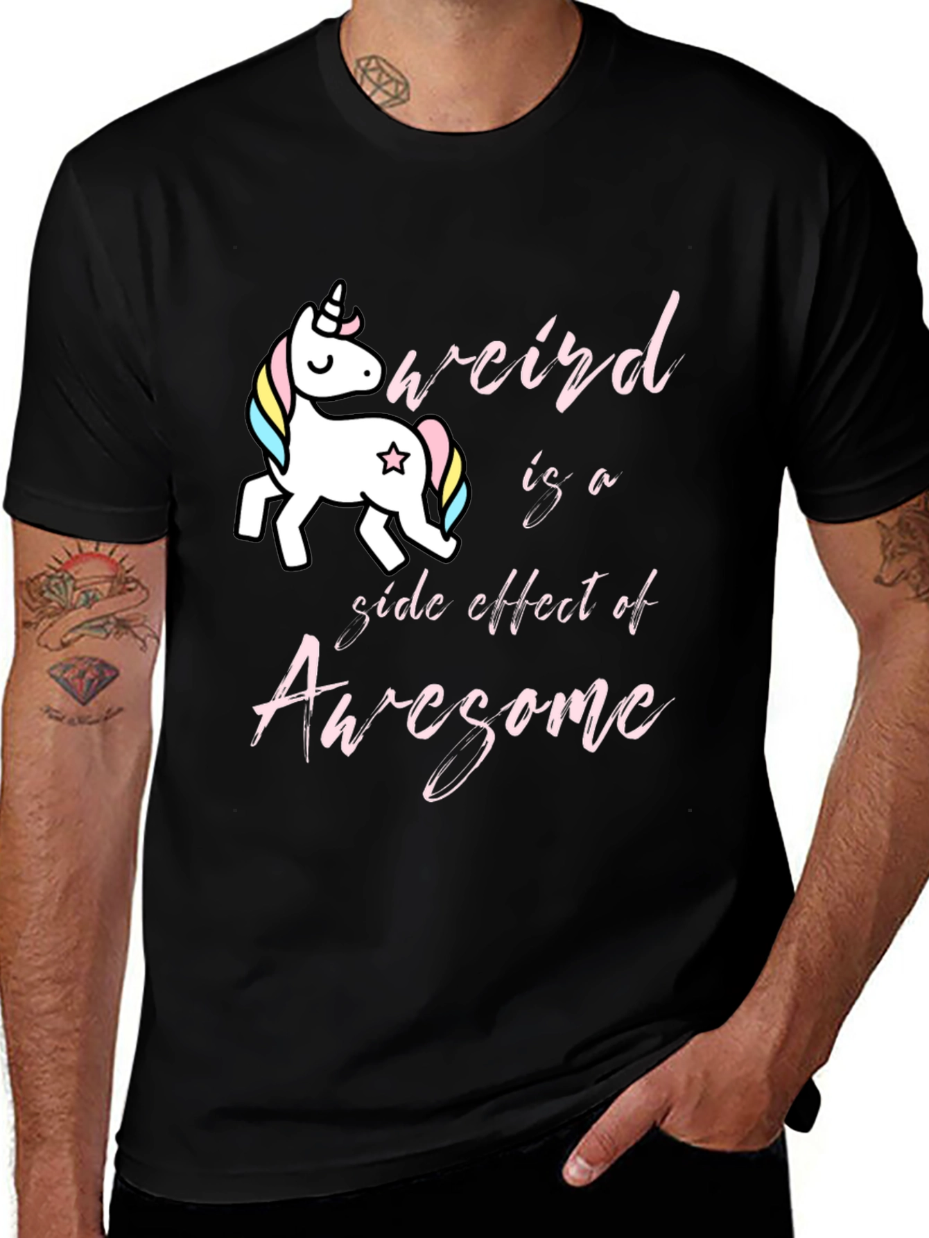 Variant 20 of Unicorn Weird is Awesome Black T-Shirt