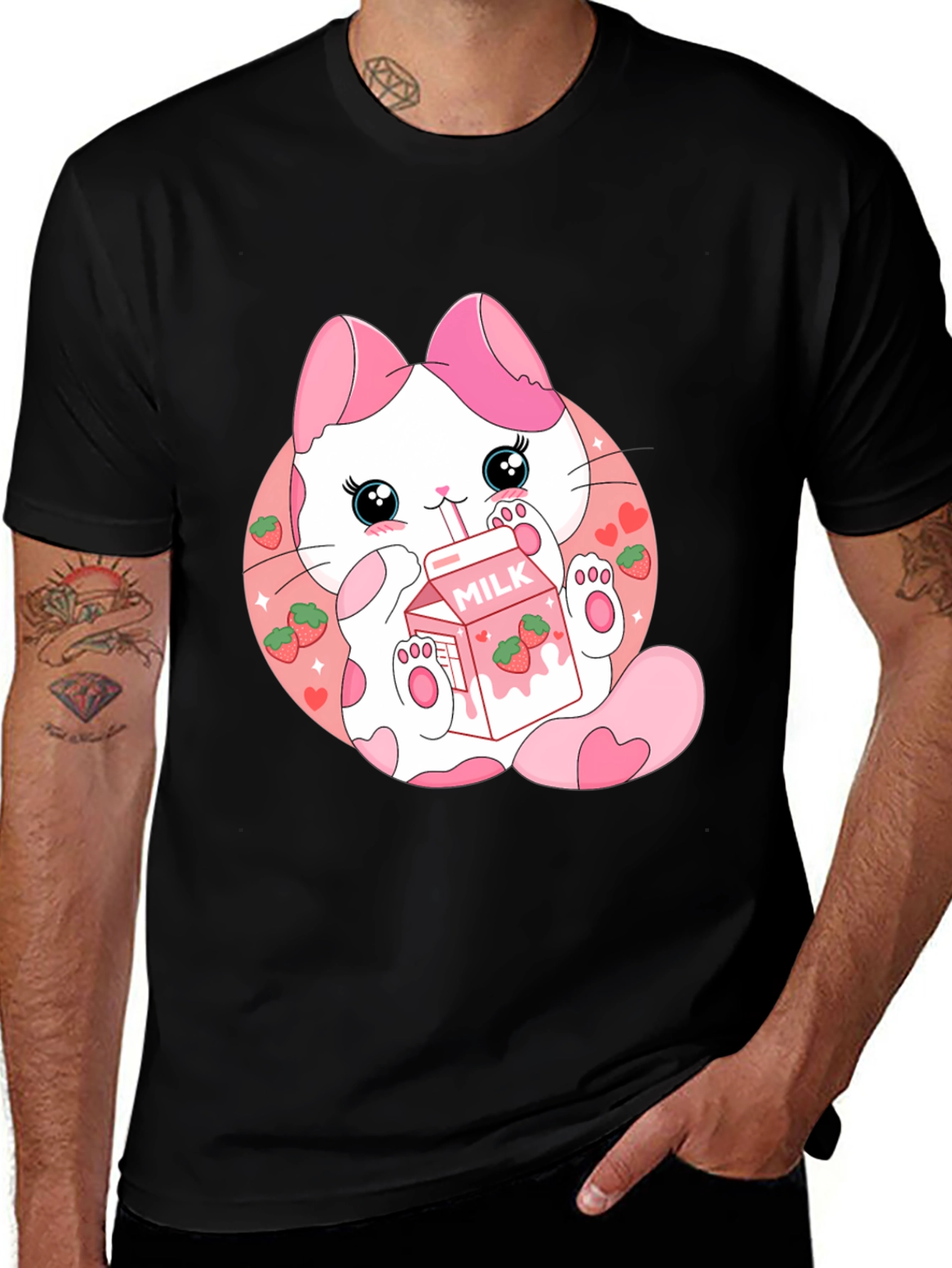 Variant 10 of Cute Kawaii Cat Strawberry Milk T-Shirt