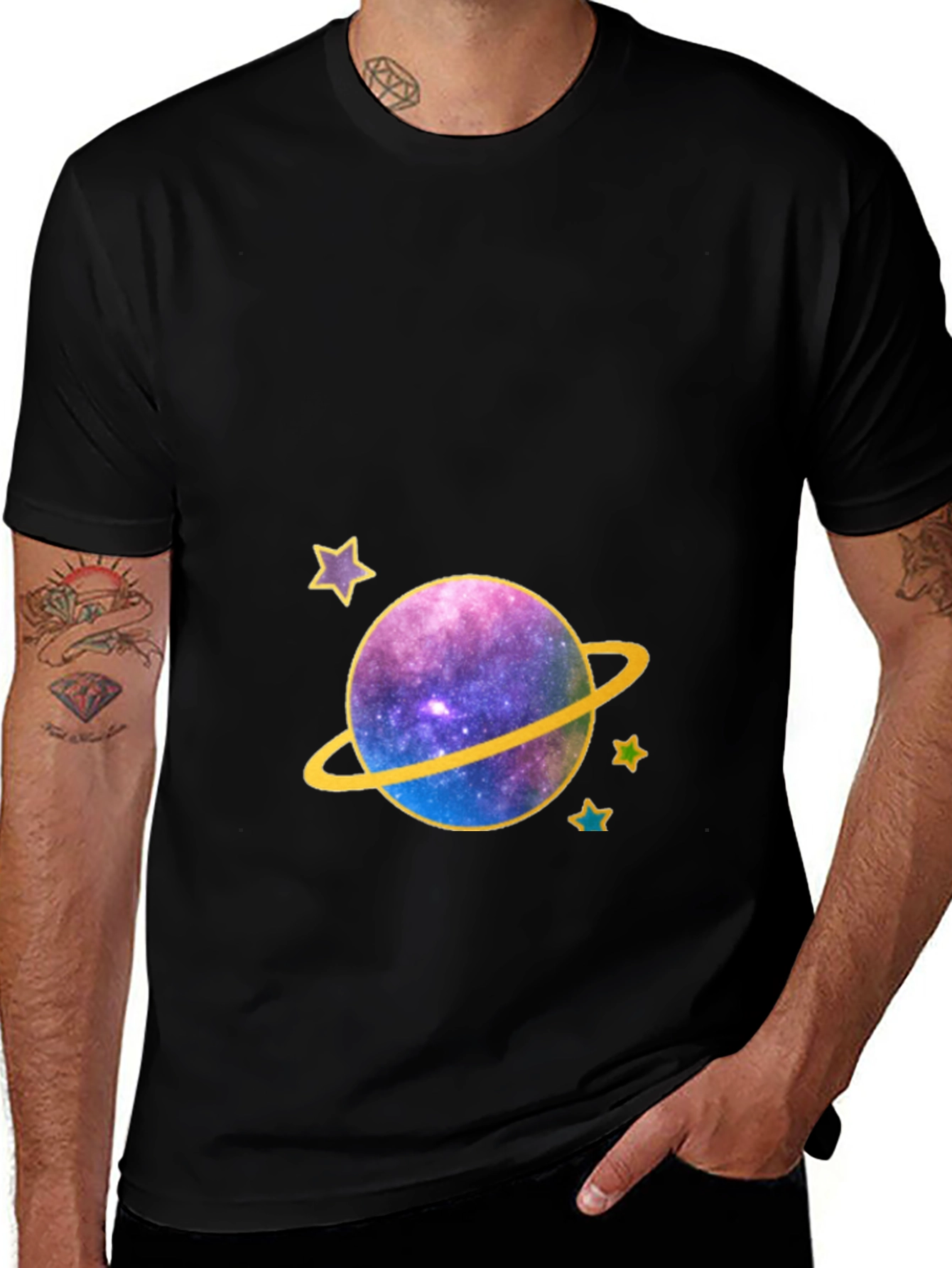 Variant 29 of Galaxy Planet Graphic Tee - Black