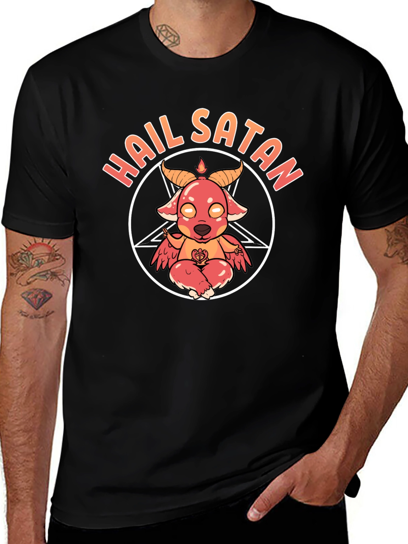 Hail Satan Cartoon T-Shirt - Unisex Soft Cotton Tee