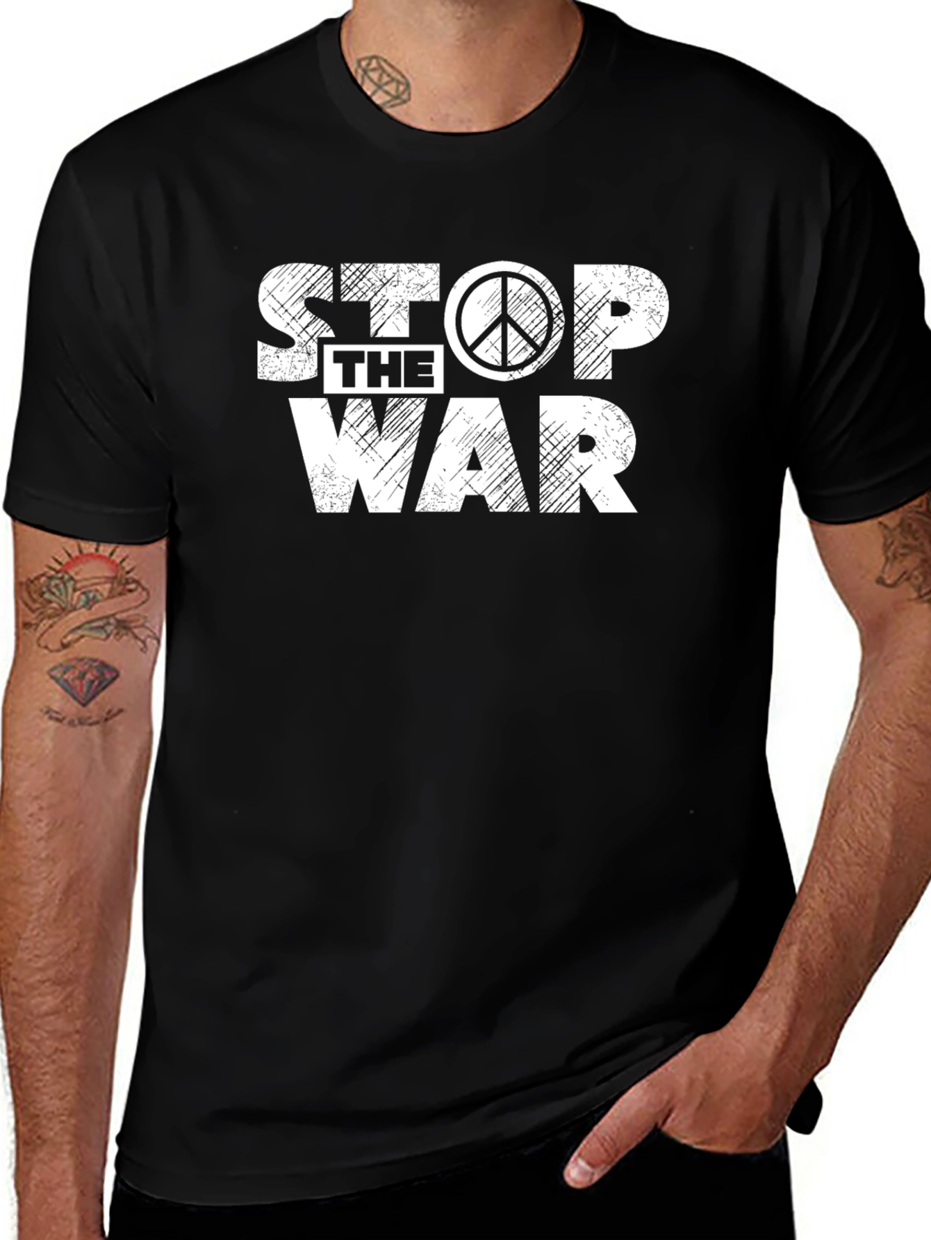 Variant 21 of Stop the War Black T-Shirt with Peace Symbol