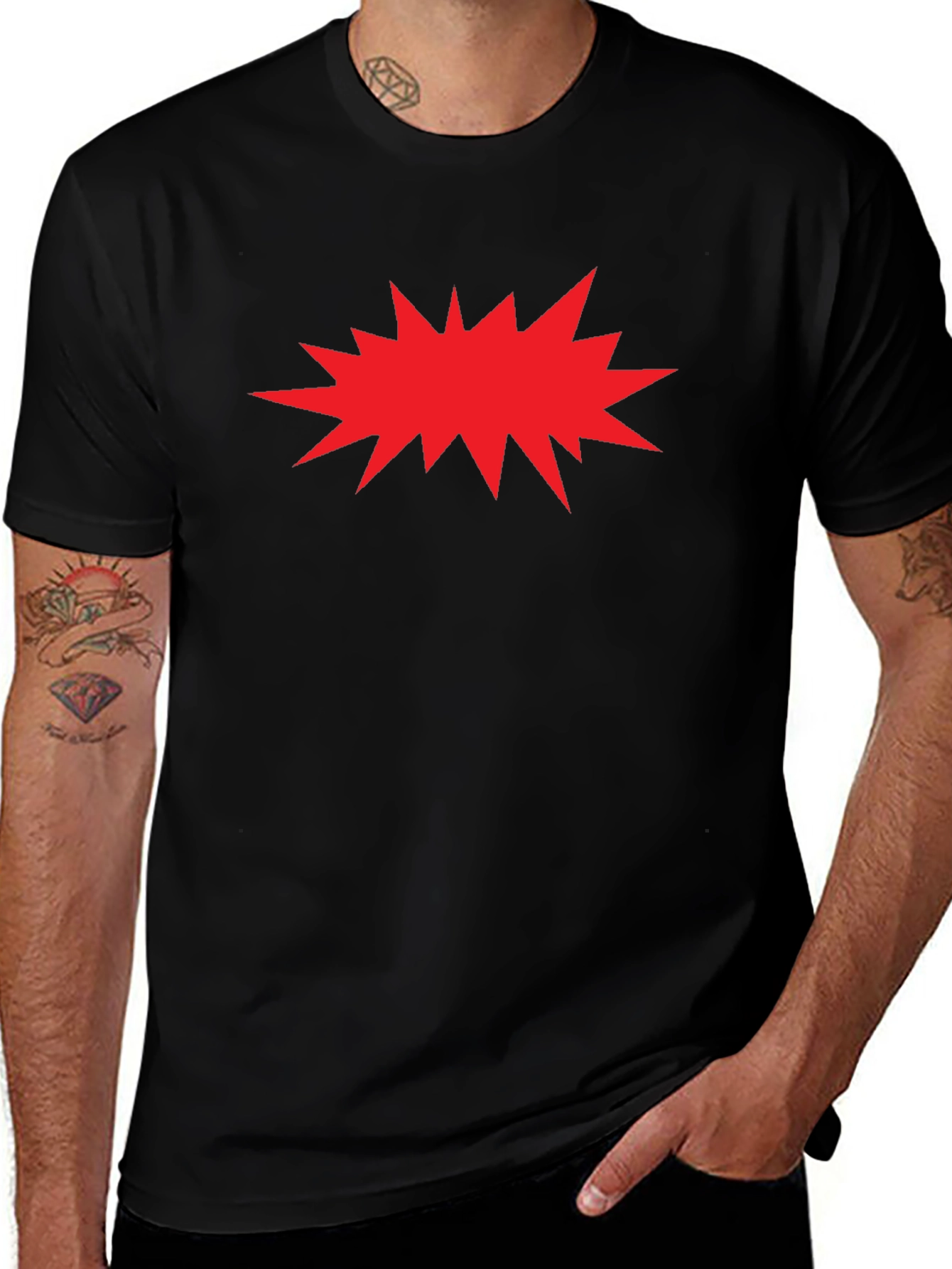 Red Burst Graphic Black T-Shirt