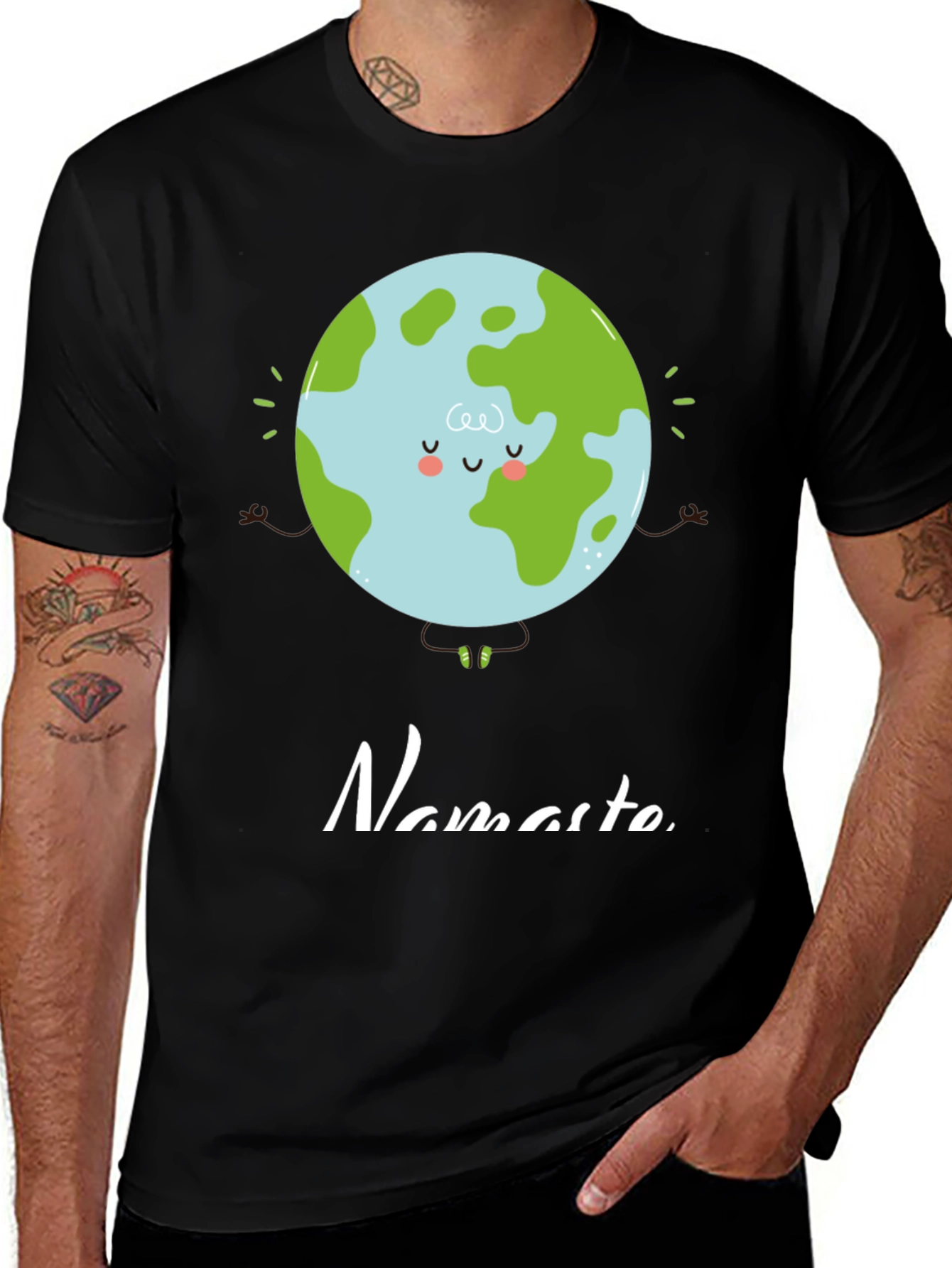 Namaste Earth T-Shirt - Cute Planet Design