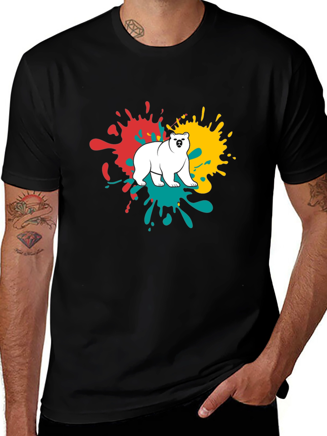 Variant 8 of Bear Splatter Graphic Tee - Trendy Casual Comfort