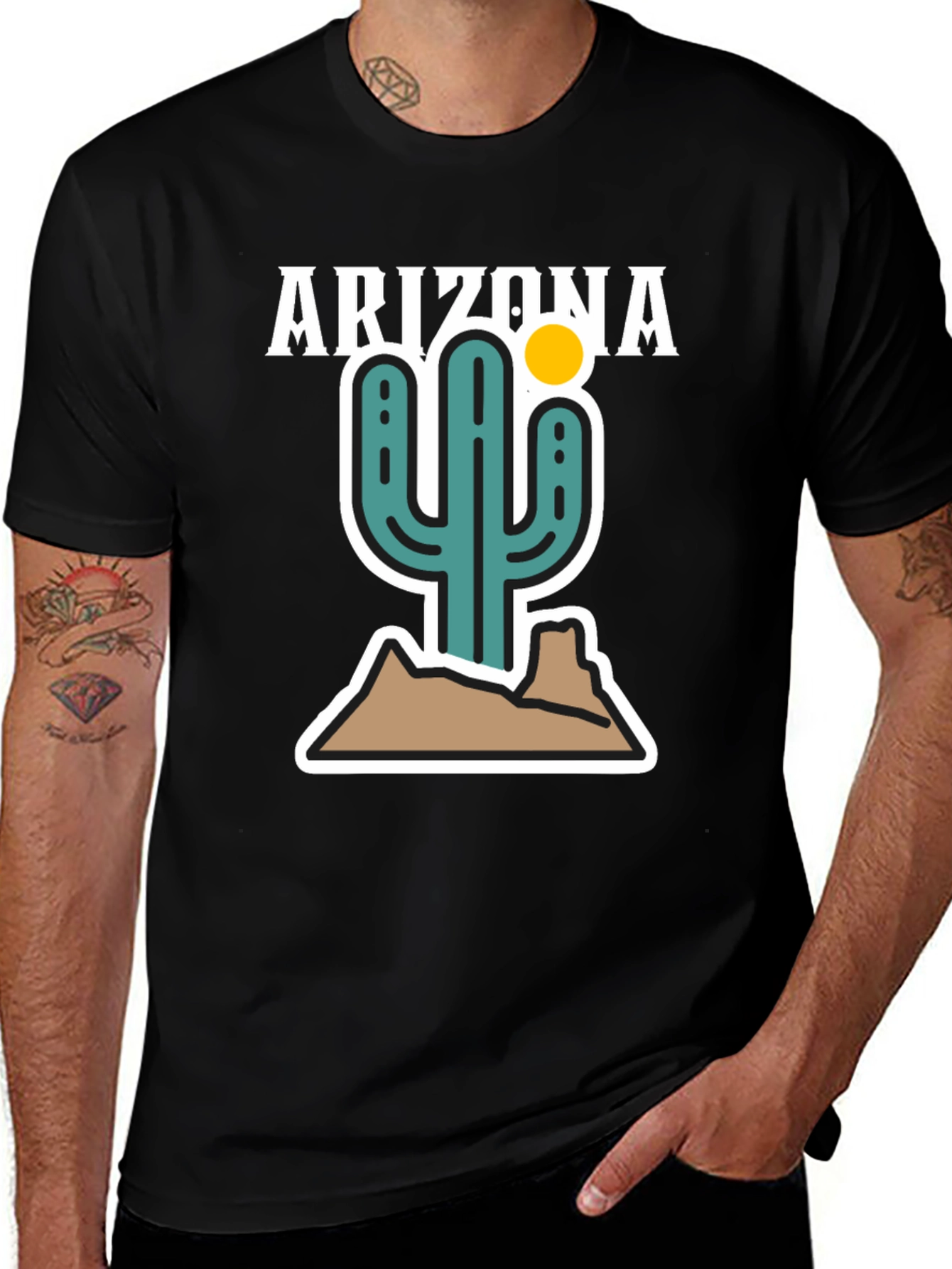 Variant 19 of Arizona Cactus Graphic Tee - Desert Style Shirt