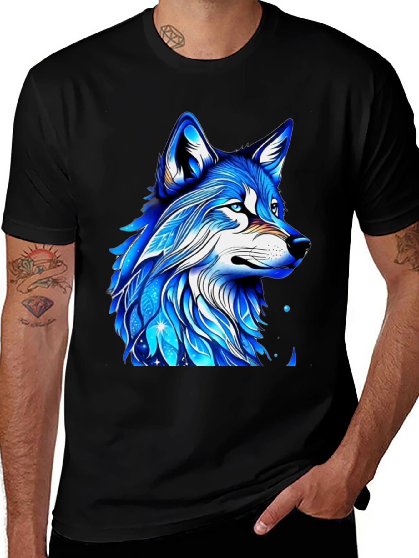 Variant 18 of Blue Wolf Graphic Tee - Stylish Men's T-Shirt