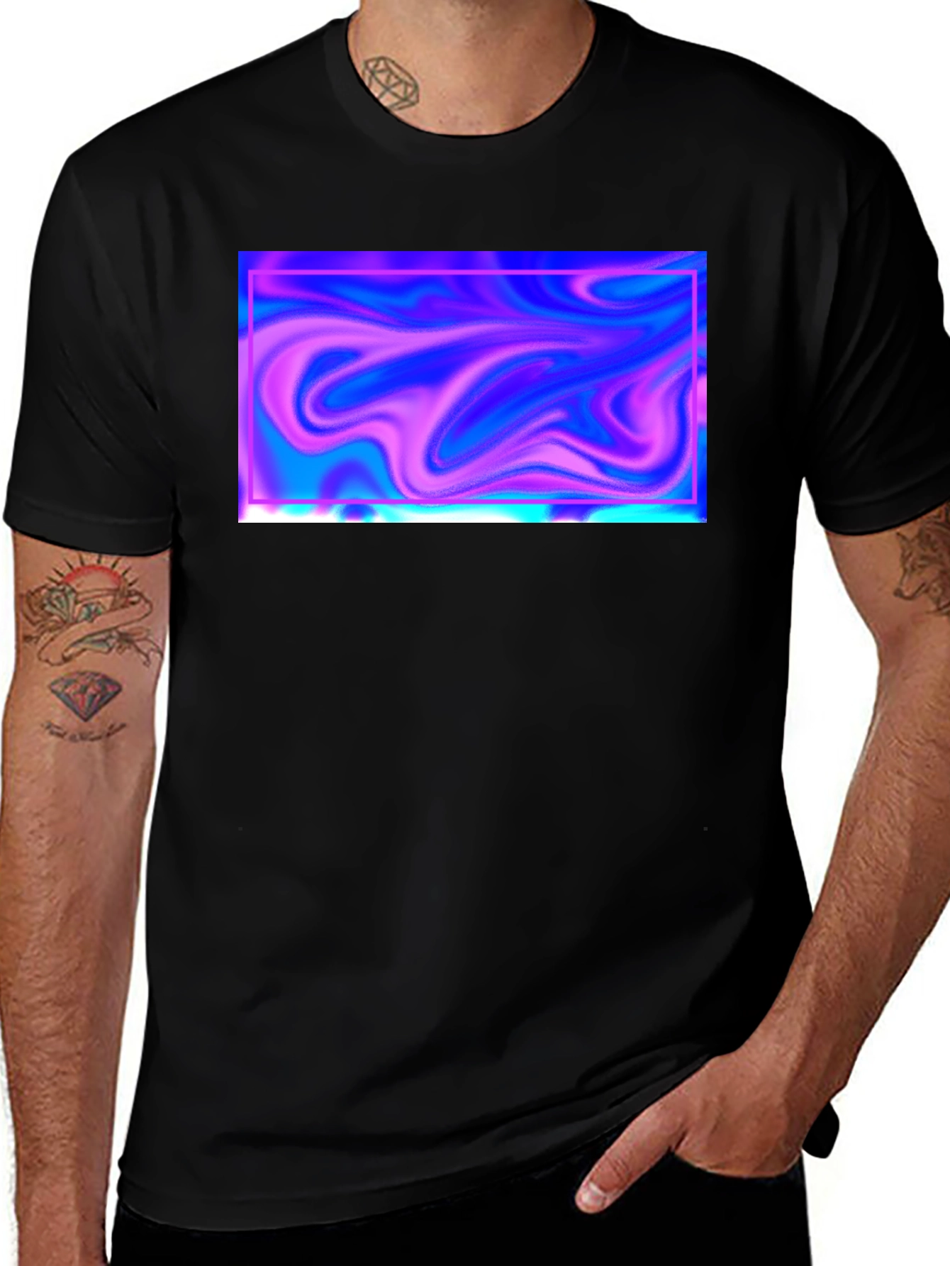 Variant 14 of Abstract Swirl Graphic Black T-Shirt