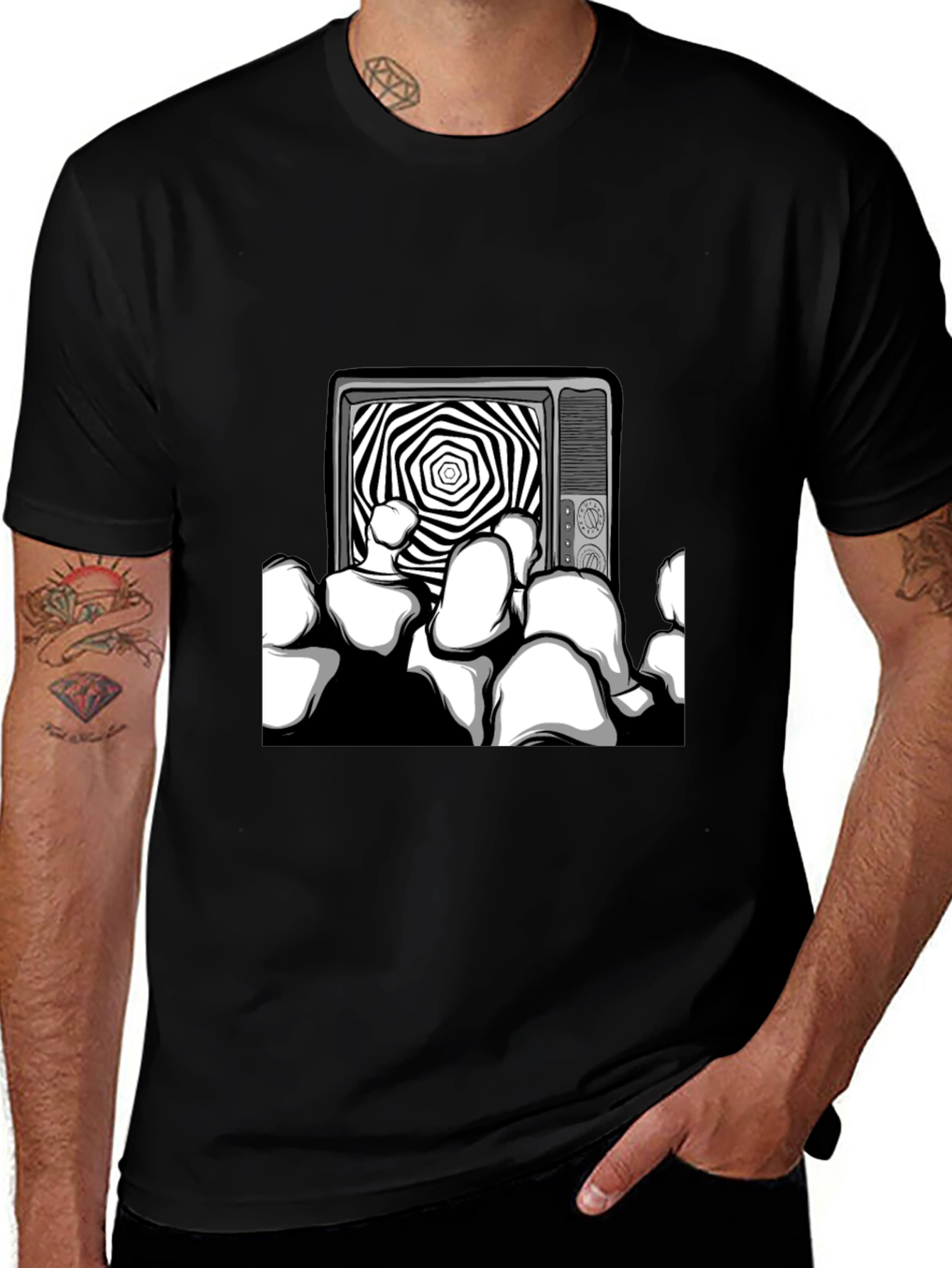 Variant 29 of Hypnotic TV Graphic Tee - Black Crew Neck Cotton T-Shirt