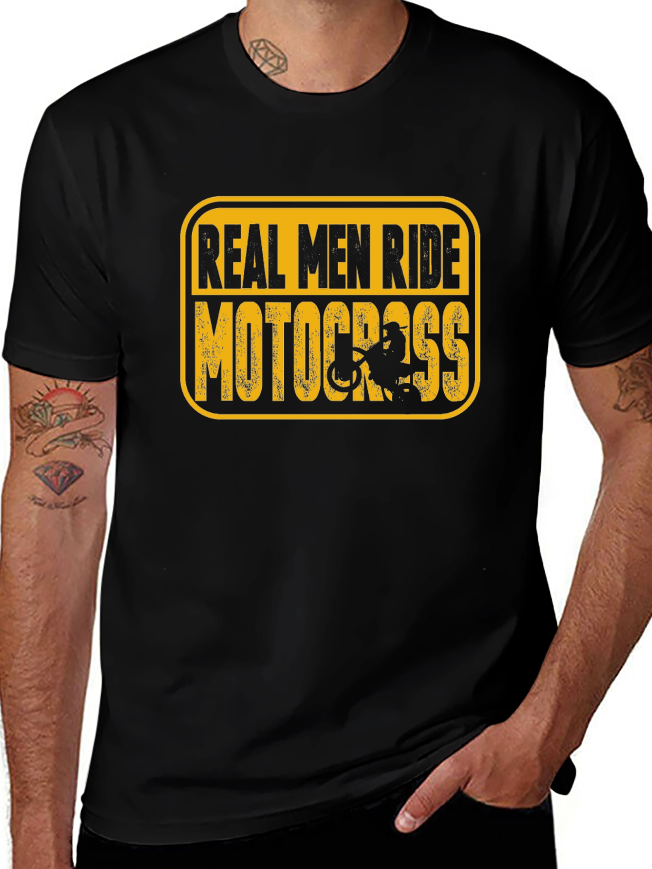 Variant 4 of Real Men Ride Motocross Black T-Shirt