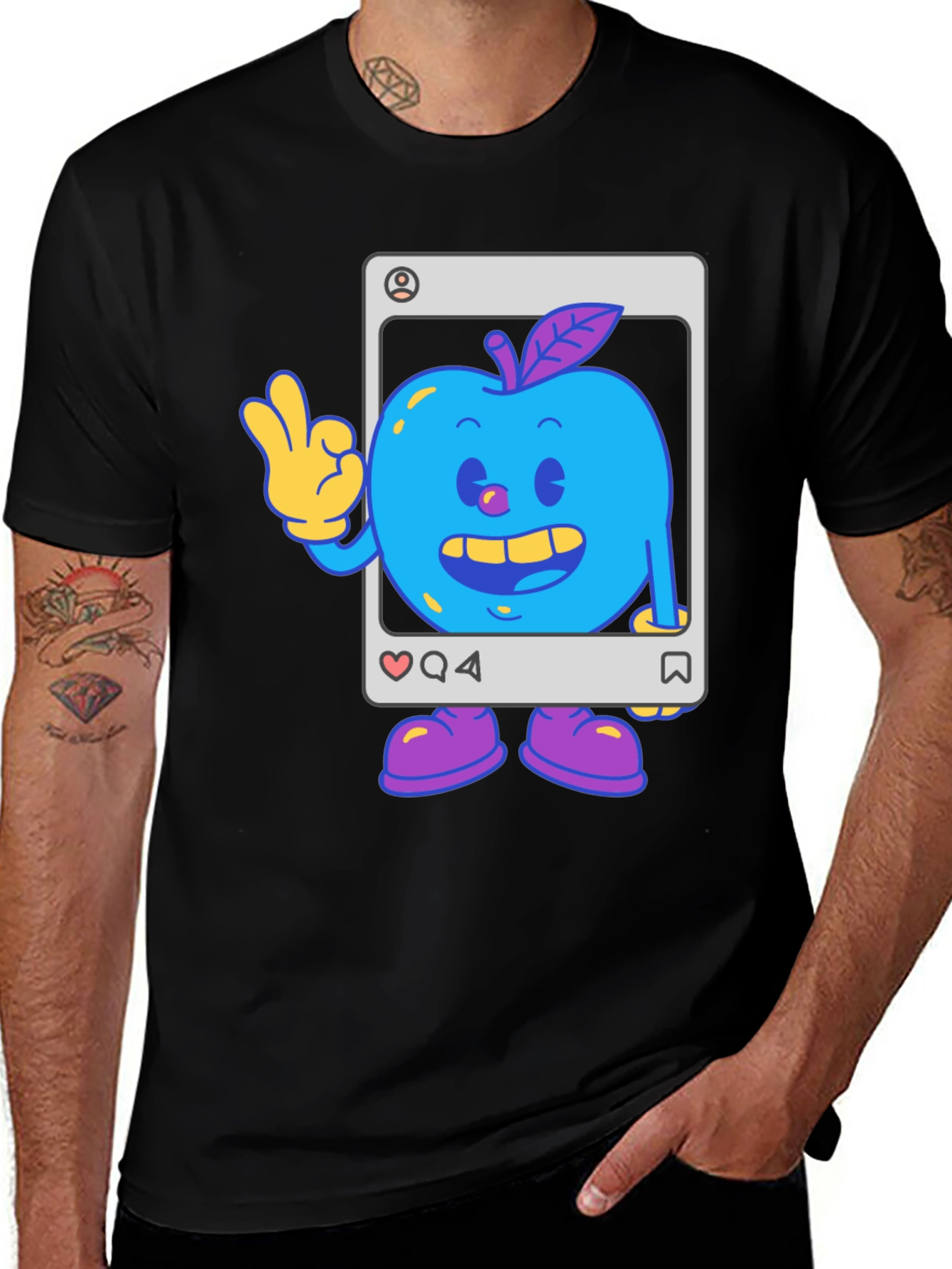 Variant 11 of Blue Apple Cartoon Graphic Tee