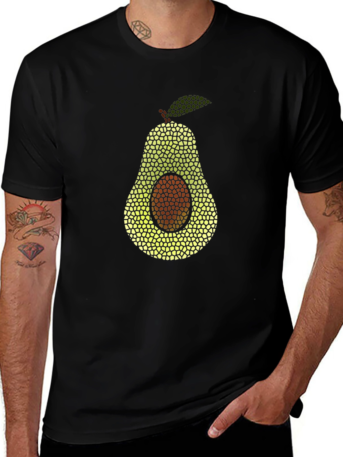 Variant 23 of Avocado Mosaic Graphic Tee - Black T-Shirt