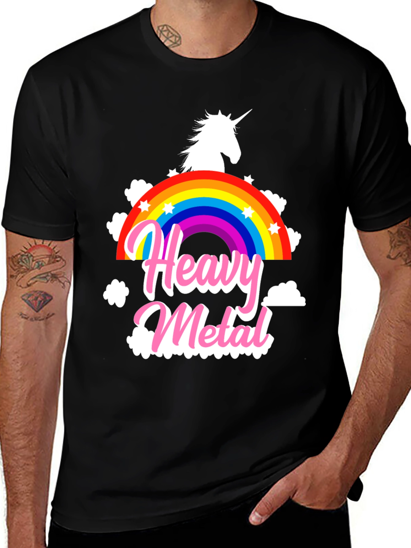 Variant 29 of Heavy Metal Unicorn Rainbow T-Shirt