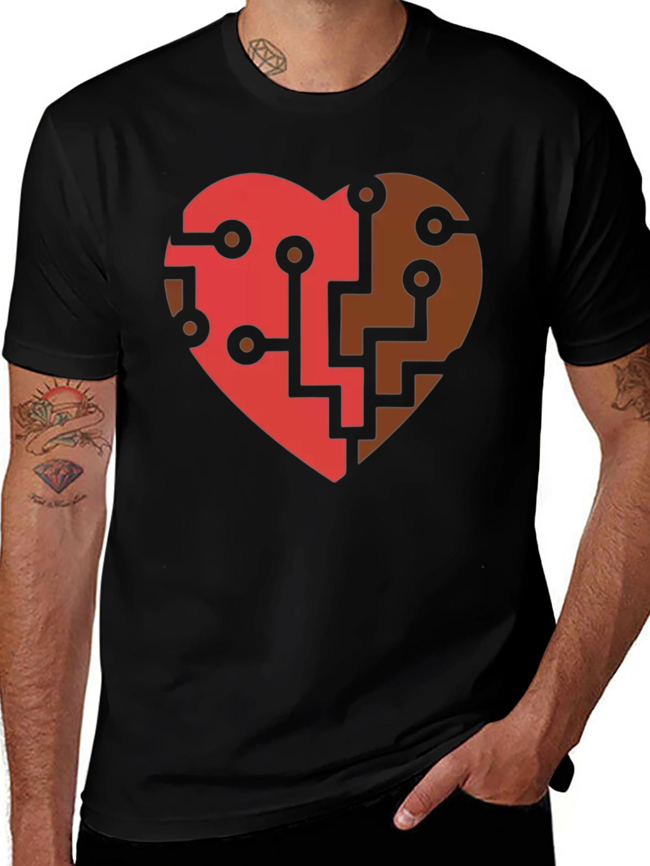 Variant 18 of Circuit Board Heart Graphic Tee