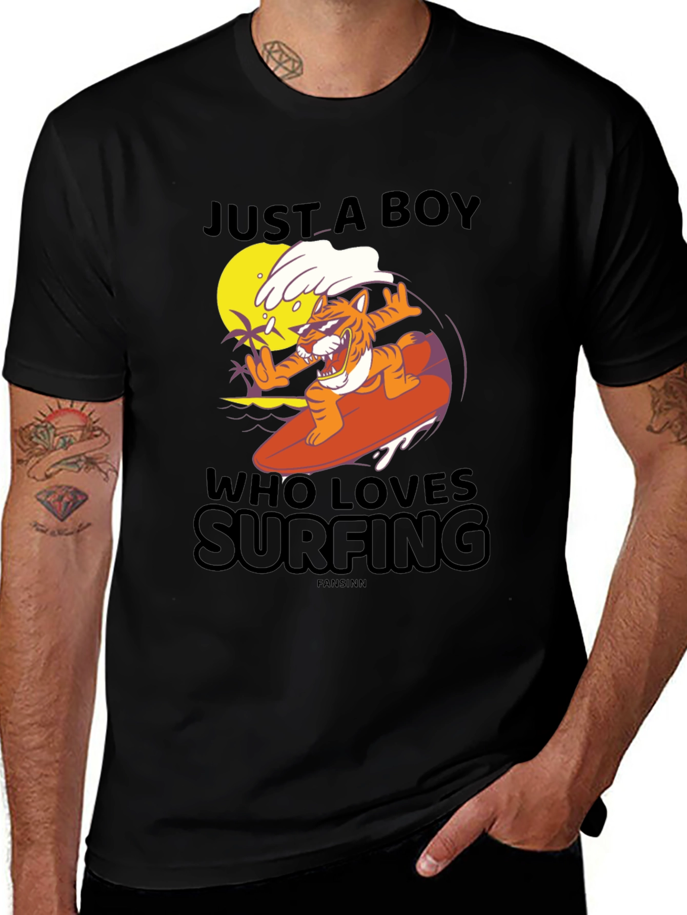 Variant 18 of Just A Boy Who Loves Surfing Black T-Shirt