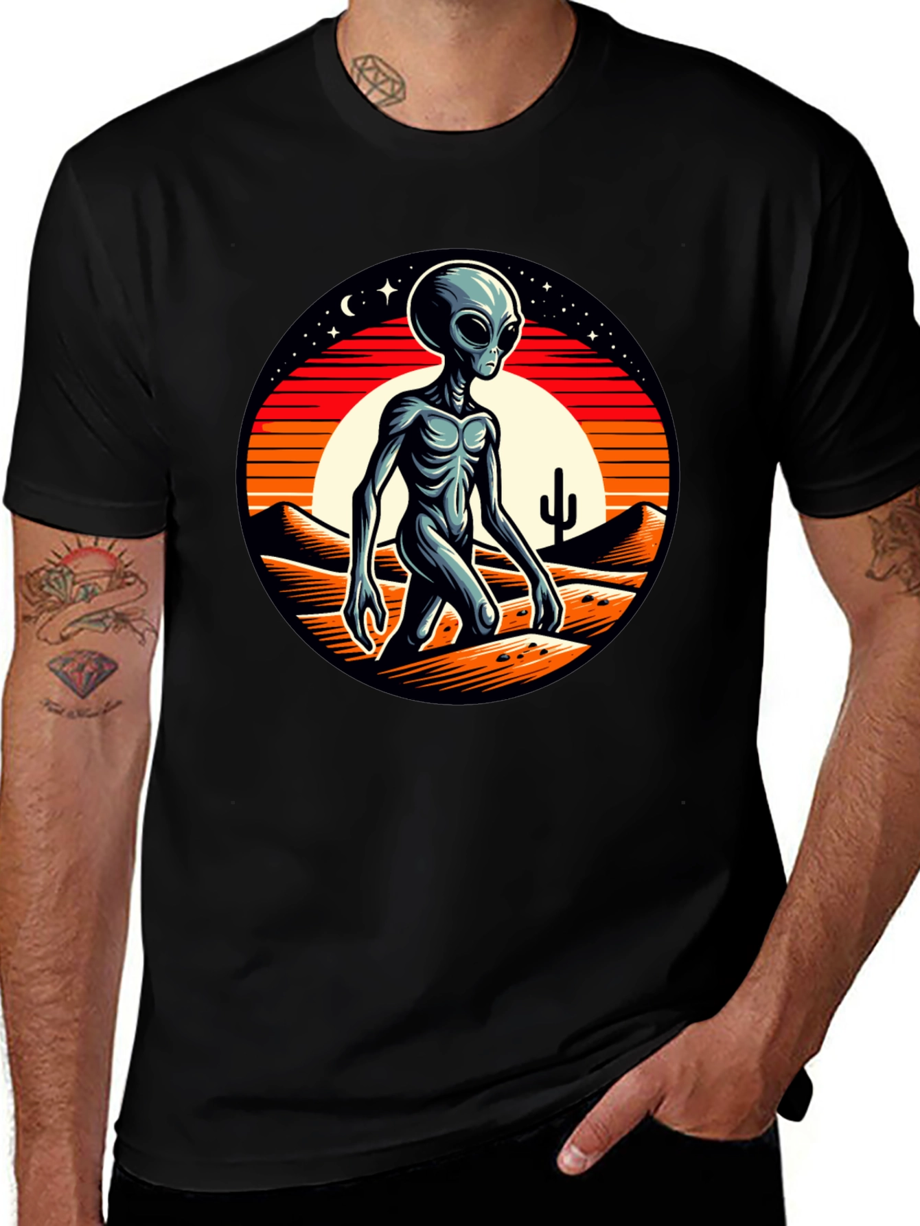Variant 2 of Alien Desert Graphic Tee - Black