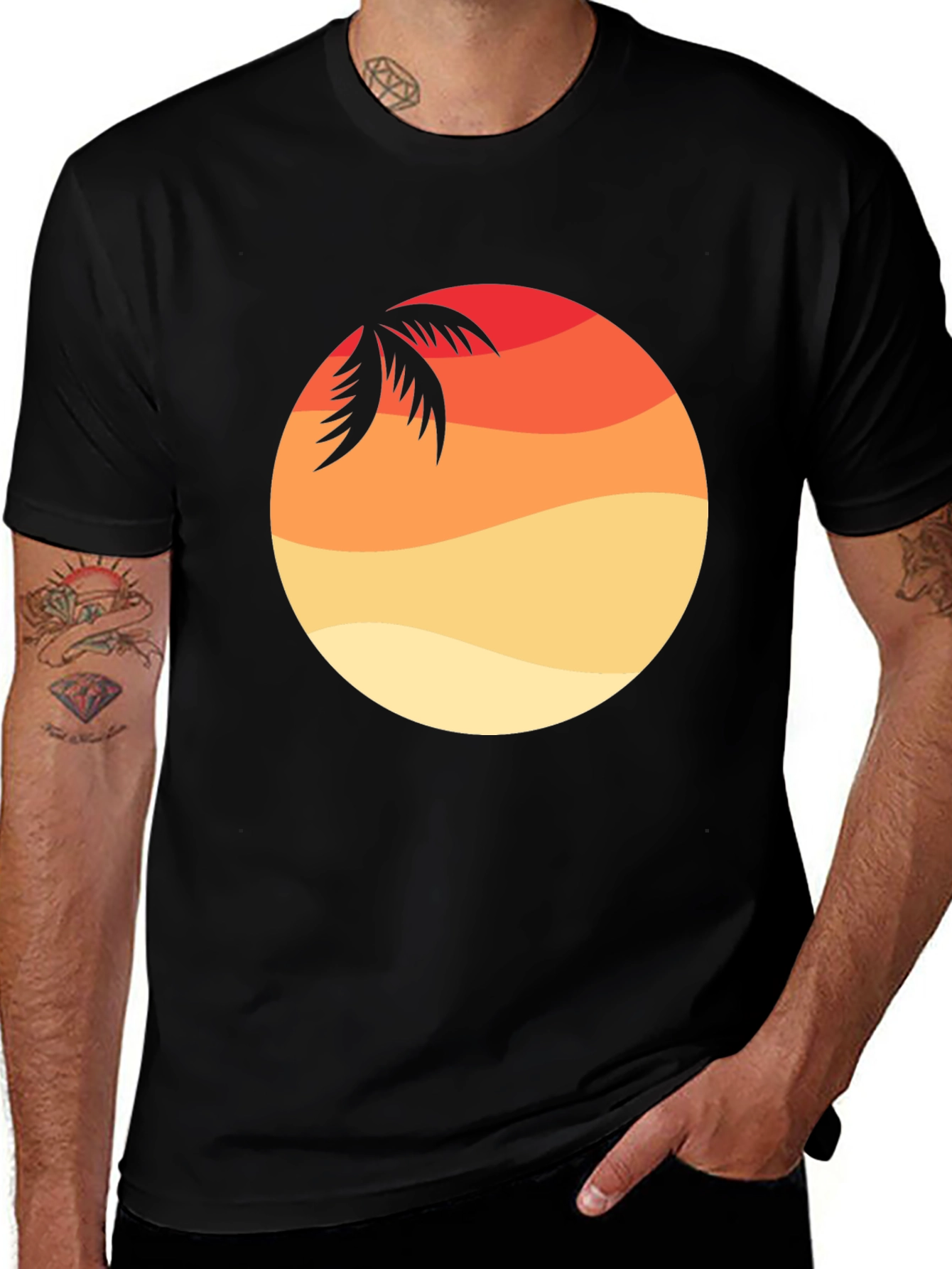 Variant 9 of Sunset Palm Graphic Tee - Casual Style