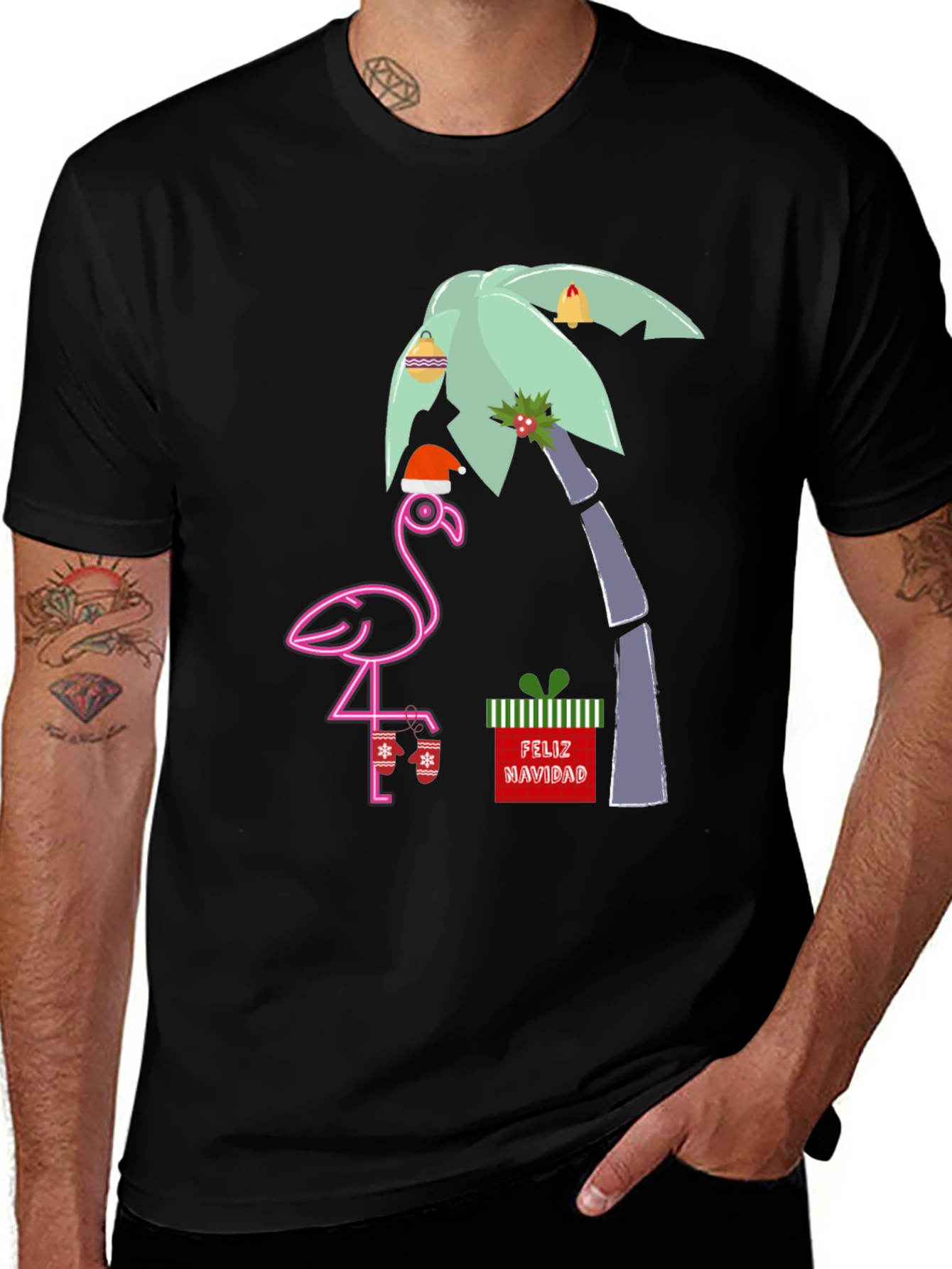 Variant 12 of Festive Flamingo Christmas T-Shirt