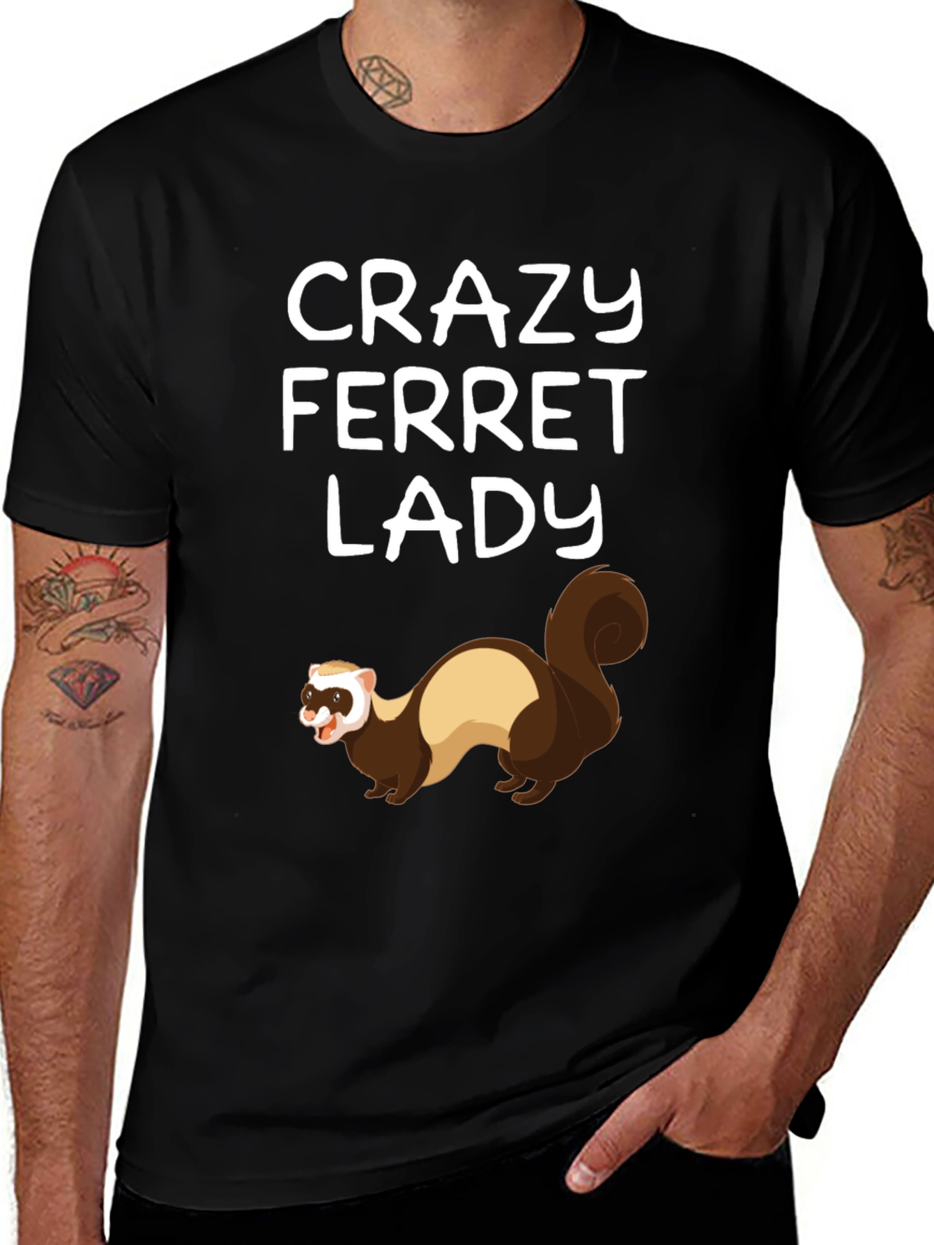 Variant 12 of Crazy Ferret Lady T-Shirt