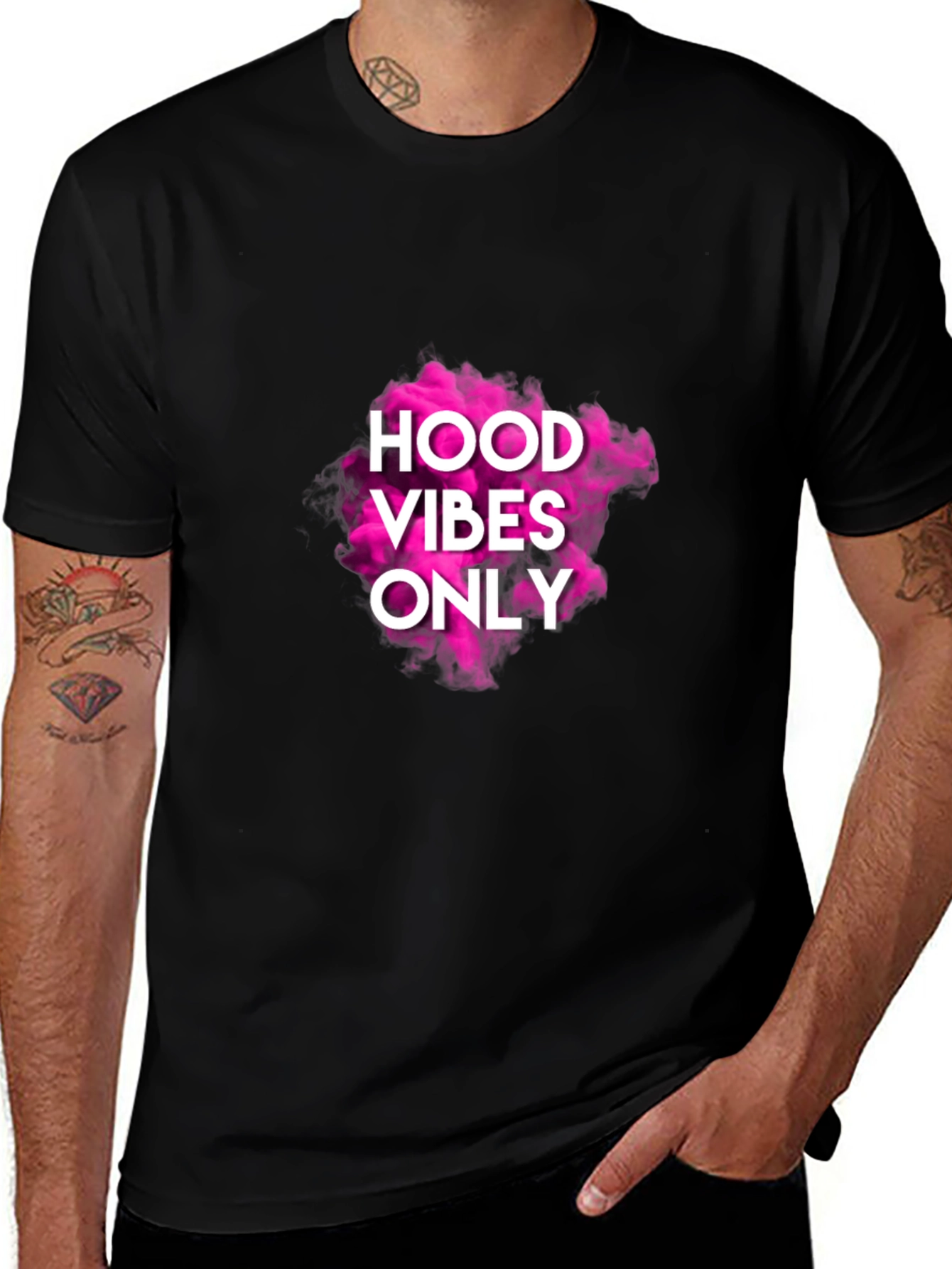 Variant 26 of Hood Vibes Only Graphic Black Tee