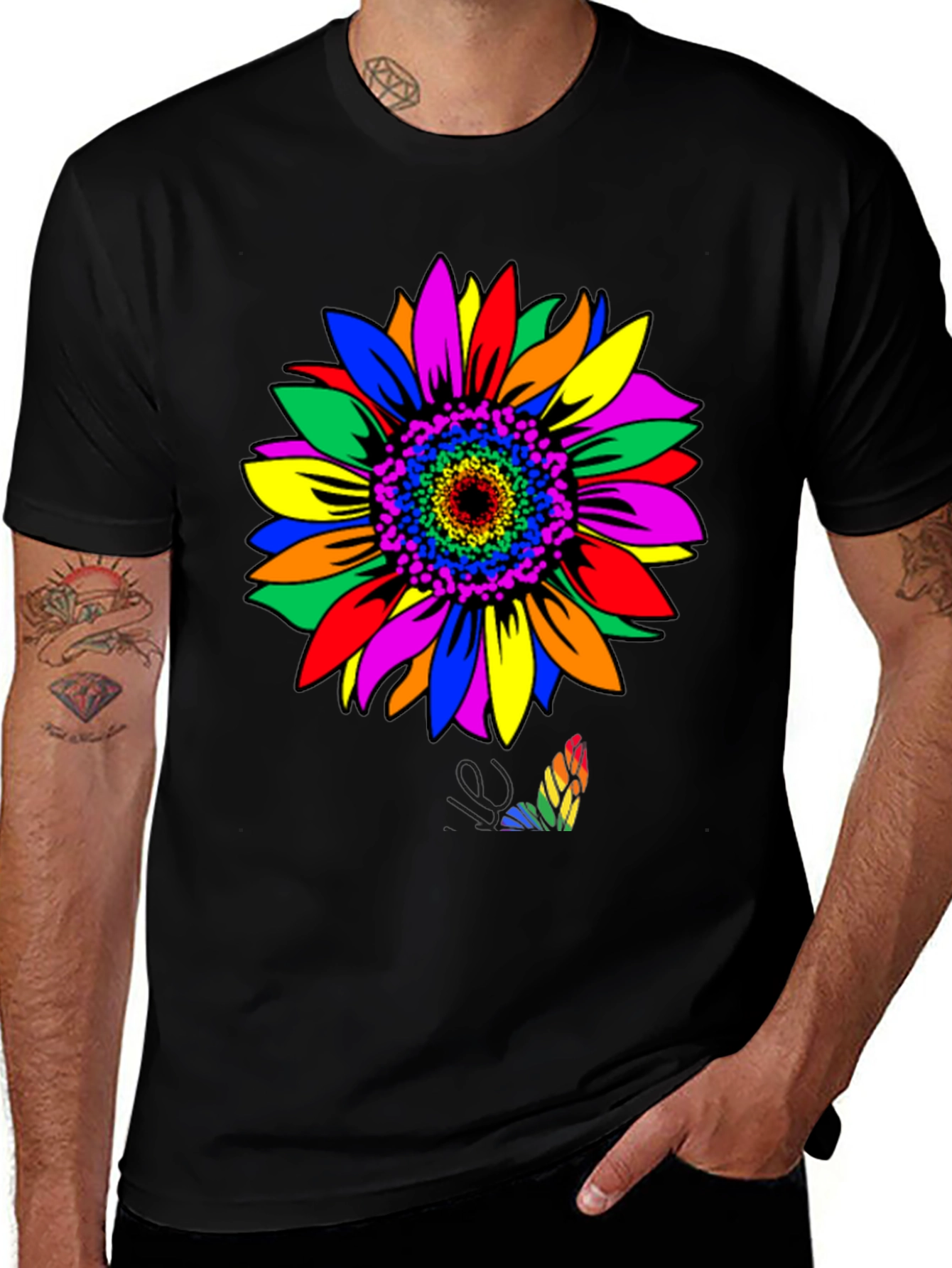 Variant 12 of Rainbow Sunflower Butterfly Graphic Tee