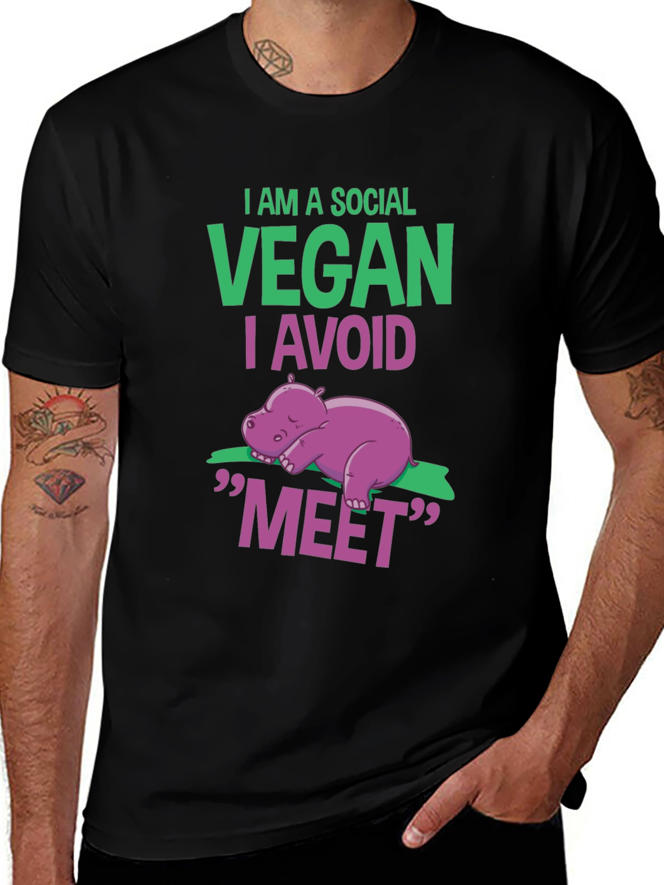 Variant 25 of Social Vegan T-Shirt - Avoid Meet Funny Animal Tee