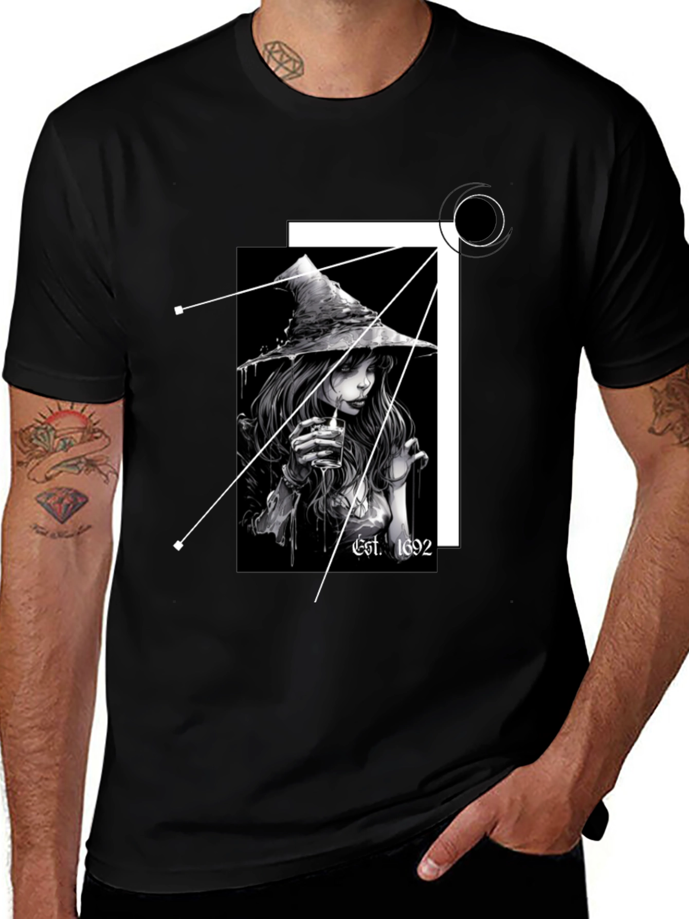 Variant 21 of Witch T-Shirt - Est. 1692 - Black Cotton Tee