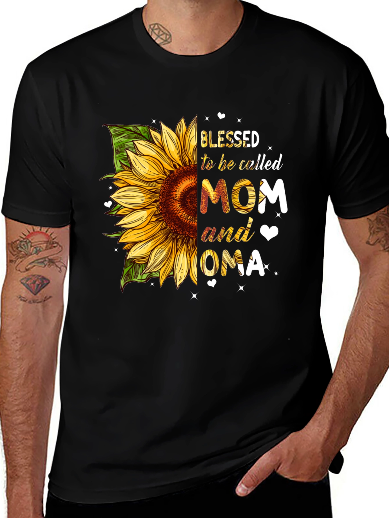 Variant 7 of Blessed Mom & Oma Sunflower Graphic T-Shirt