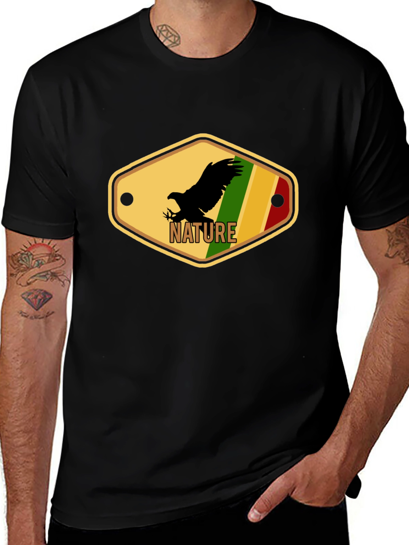 Variant 18 of Nature Eagle Graphic Tee - Men's Black T-Shirt