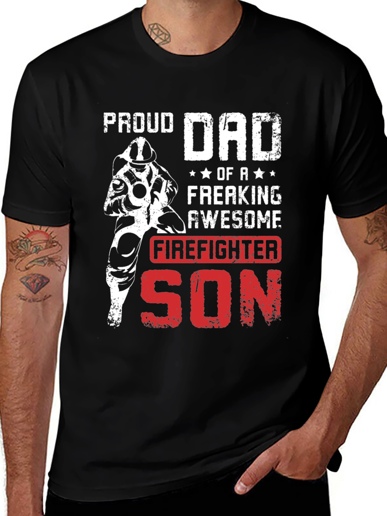 Variant 8 of Proud Firefighter Dad Graphic Tee