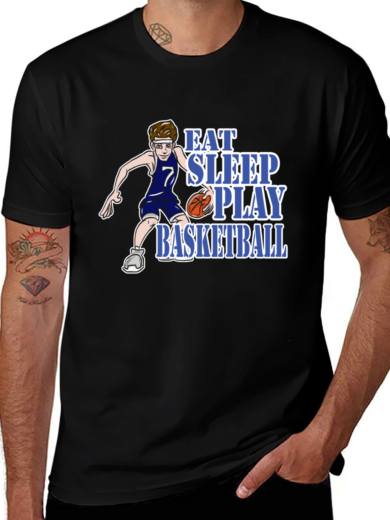 Variant 10 of Eat Sleep Play Basketball Graphic Tee