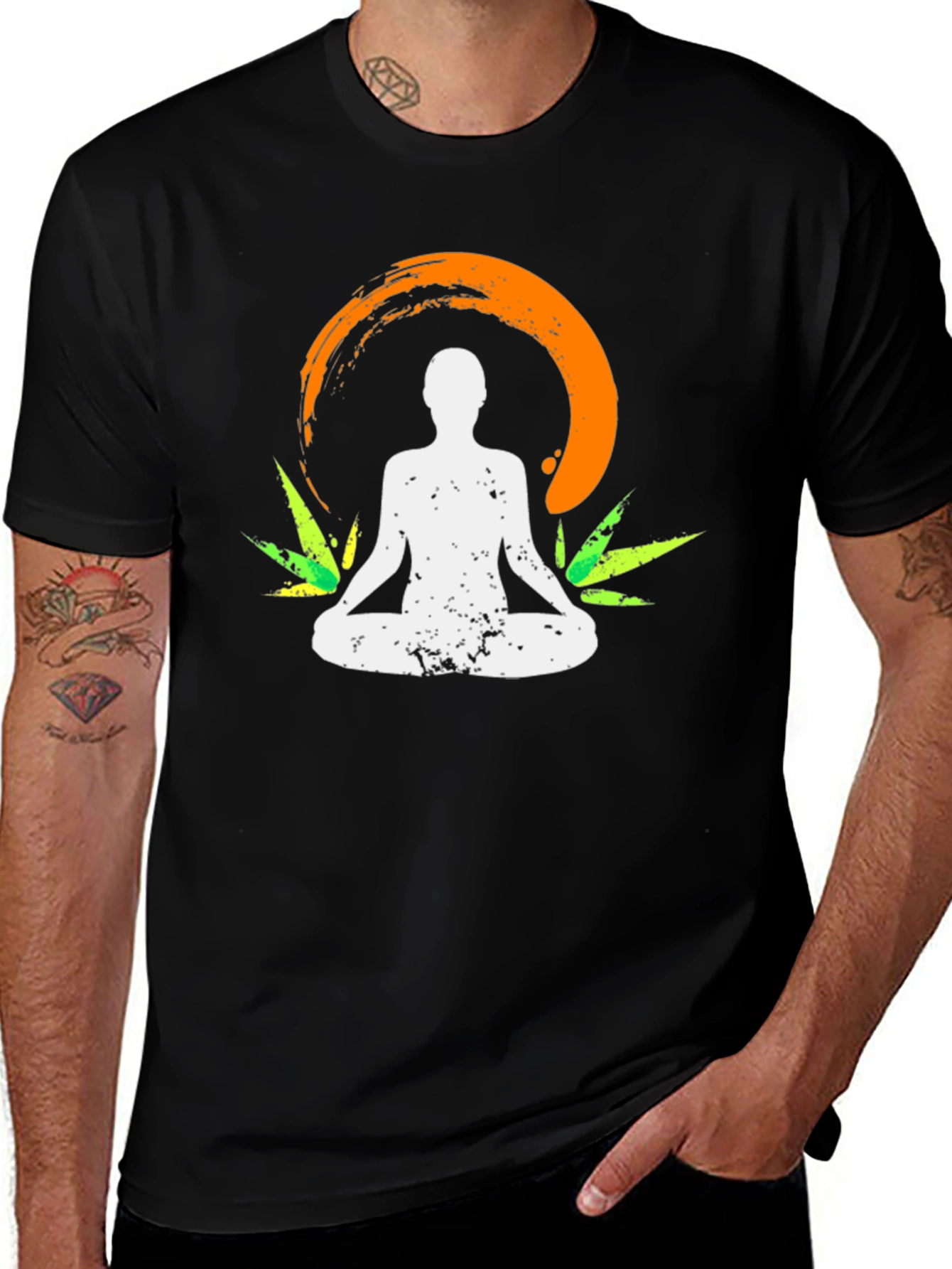 Variant 29 of Zen Meditation T-Shirt: Mindful Cannabis Design