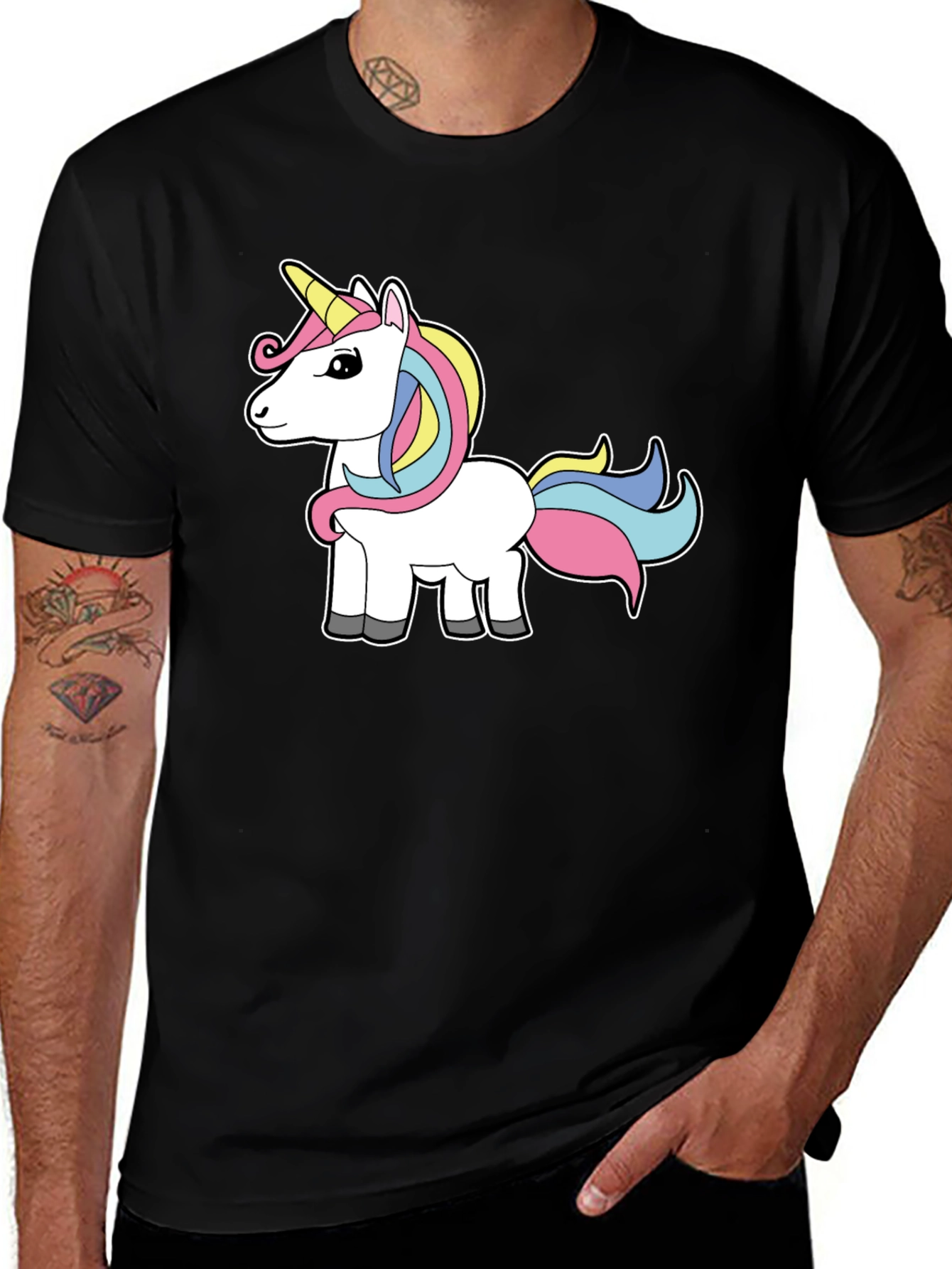 Variant 19 of Unicorn Graphic Tee - Black Cotton T-Shirt