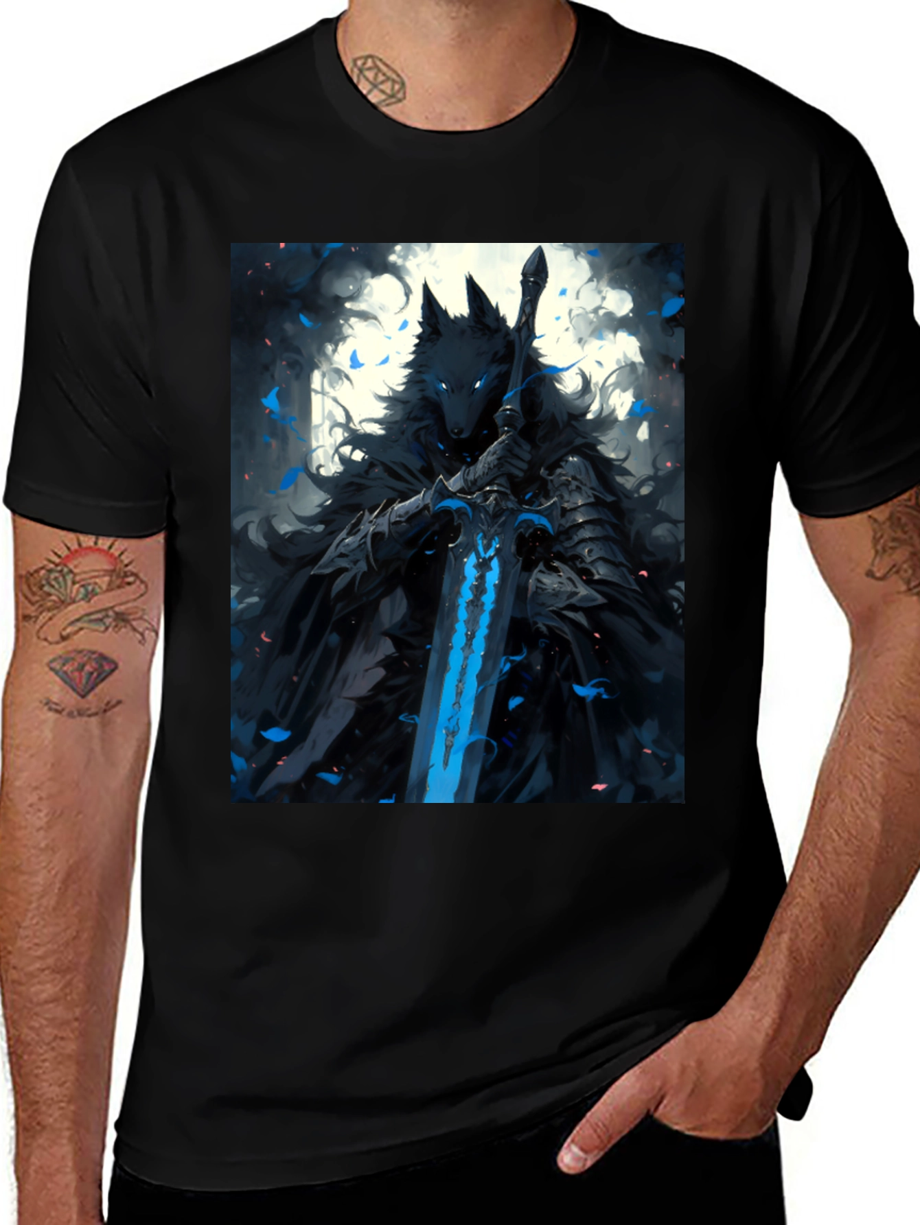Variant 30 of Wolf Knight Graphic Print T-Shirt