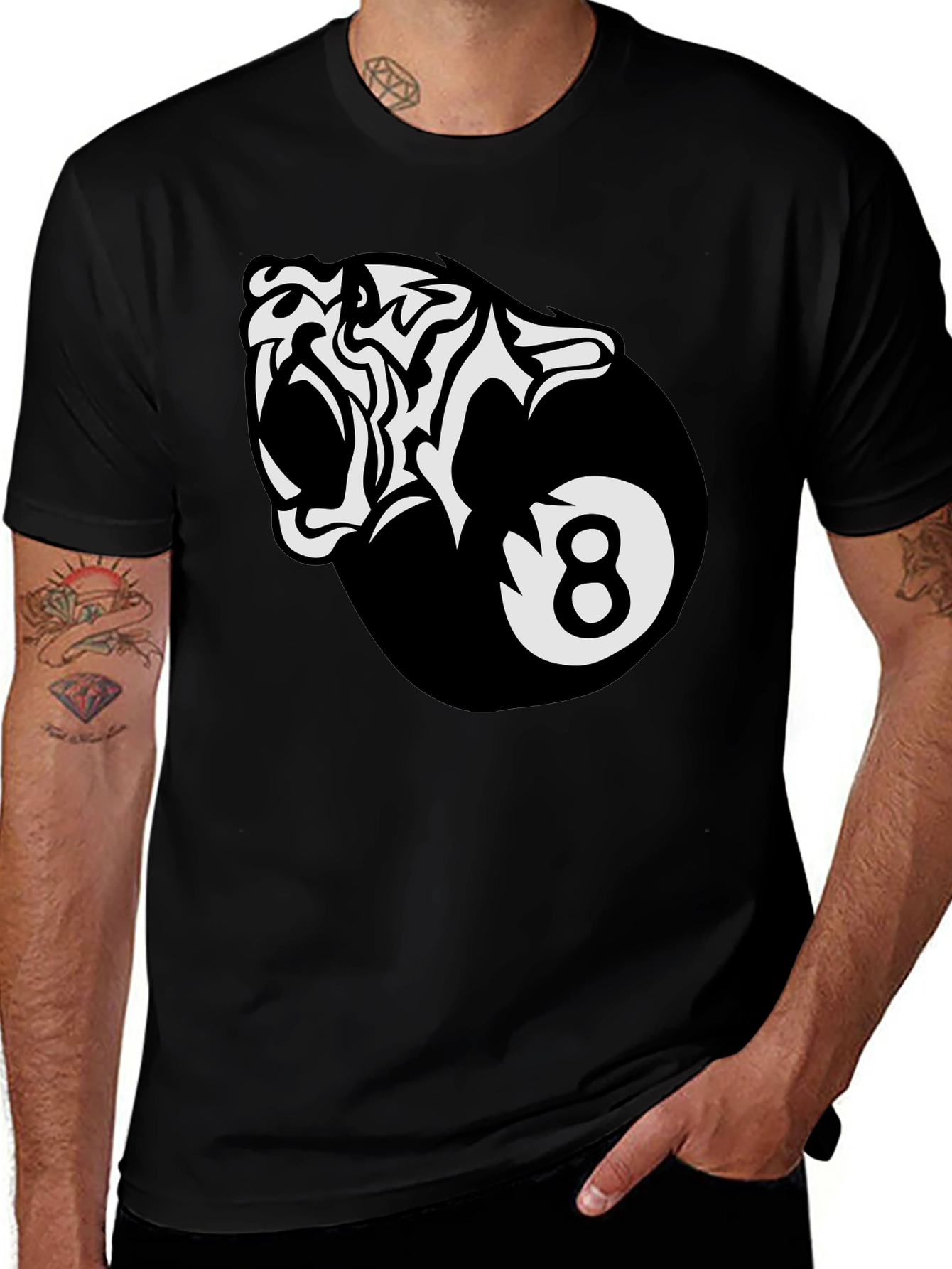 Variant 28 of Cool Tiger 8-Ball Graphic Tee
