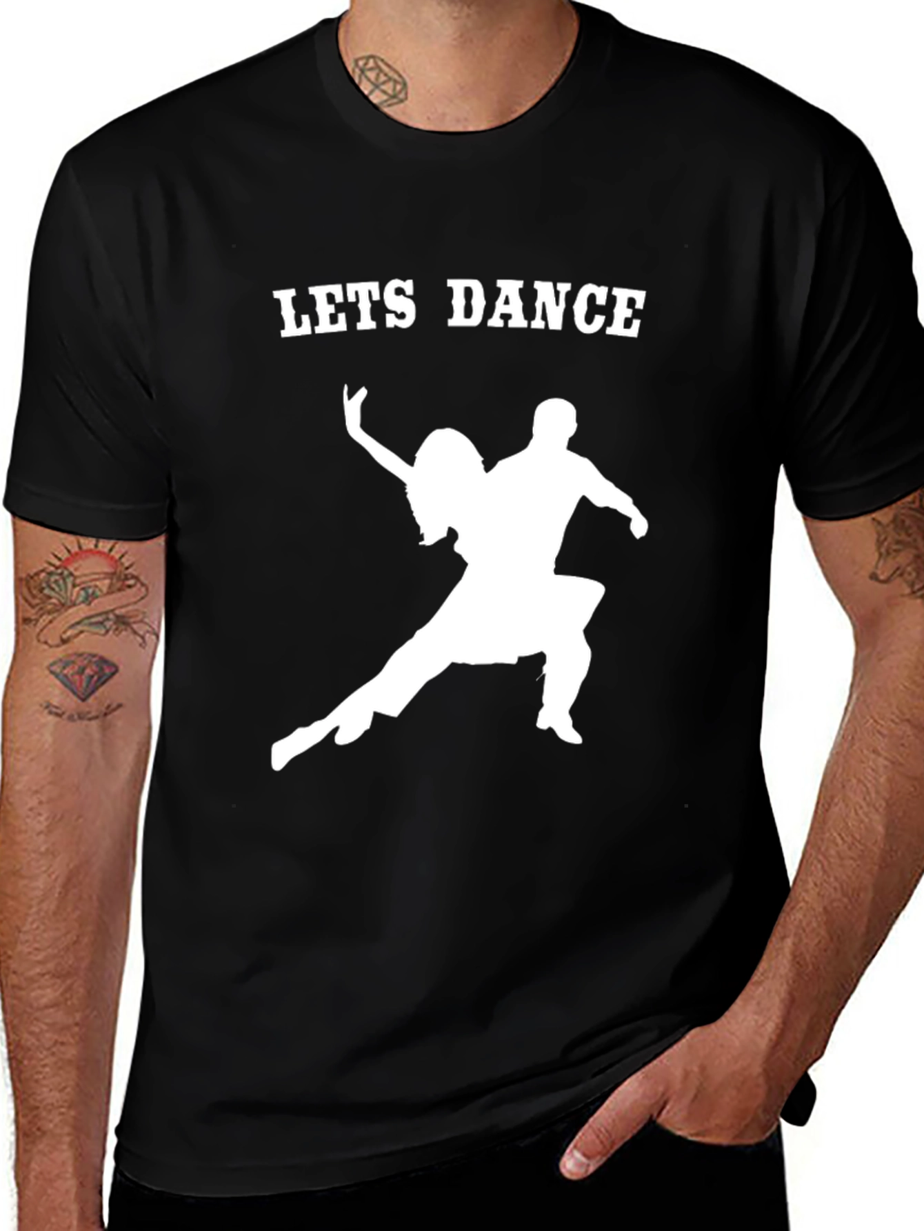 Variant 9 of Let's Dance Graphic Tee - Black Cotton Shirt