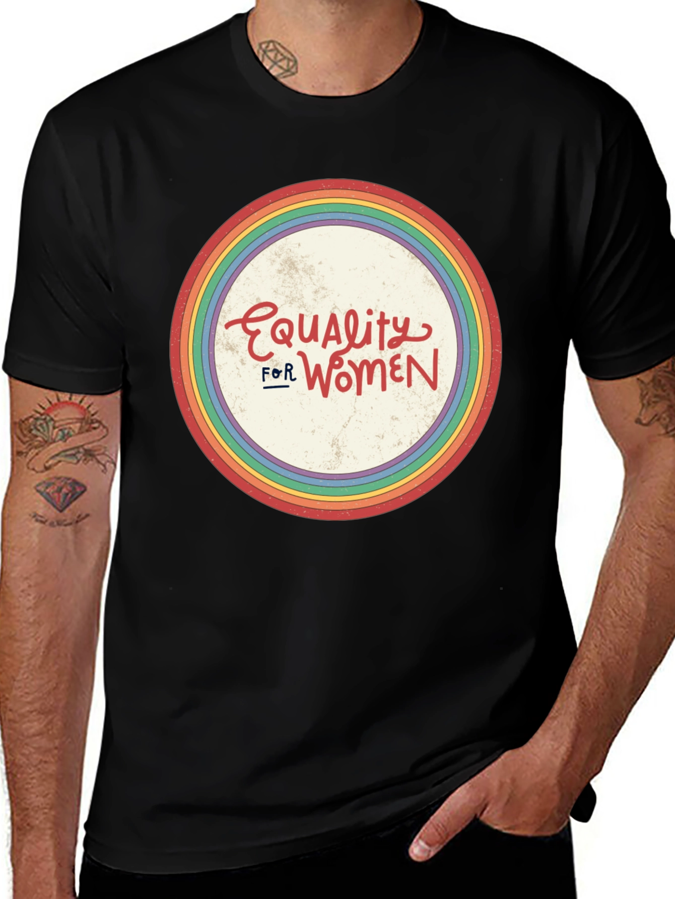 Variant 10 of Equality for Women Rainbow Graphic Tee - Black