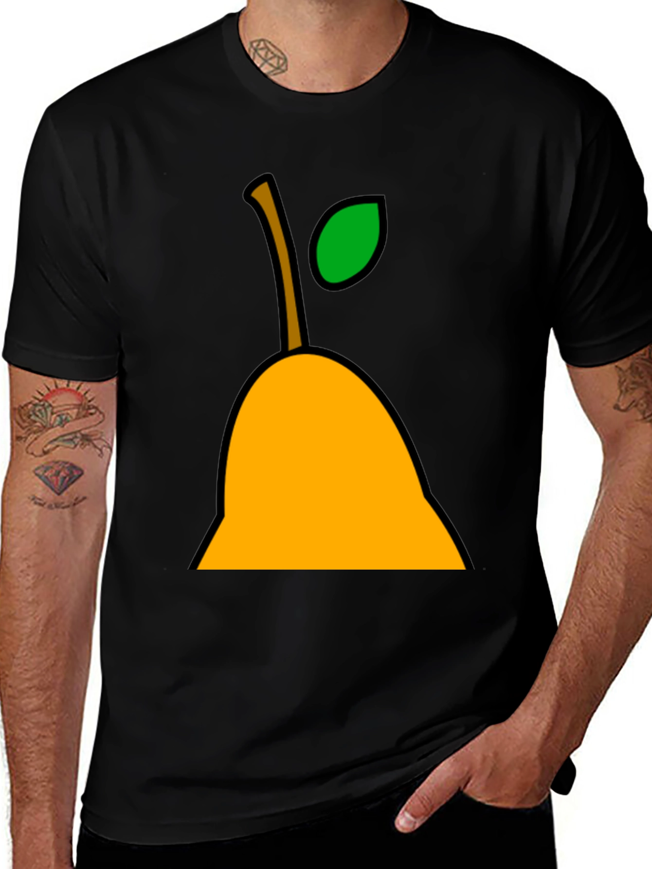 Variant 2 of Pear Graphic Tee - Black Cotton Casual T-Shirt