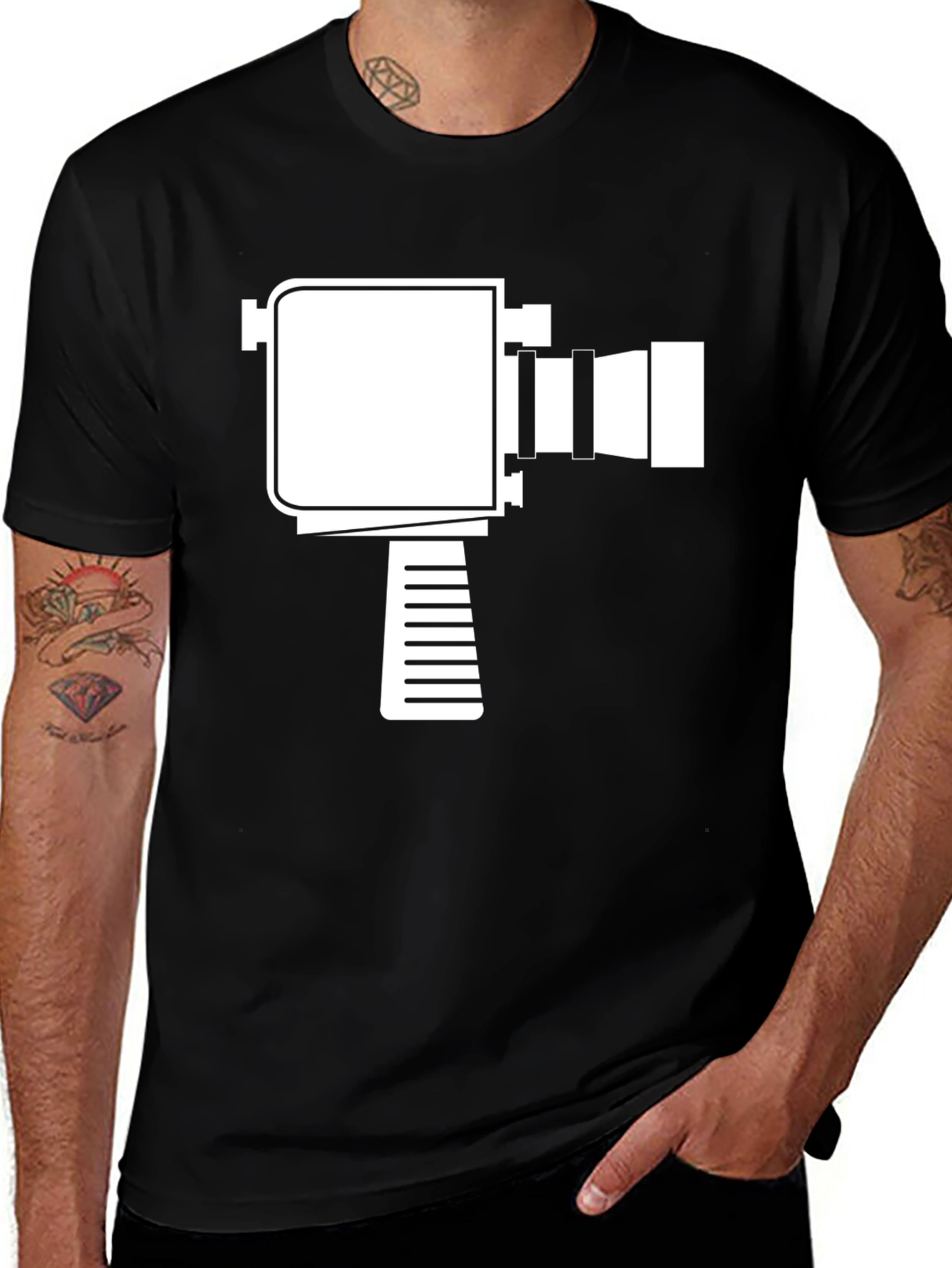 Variant 18 of Retro Camera Graphic T-Shirt - Black