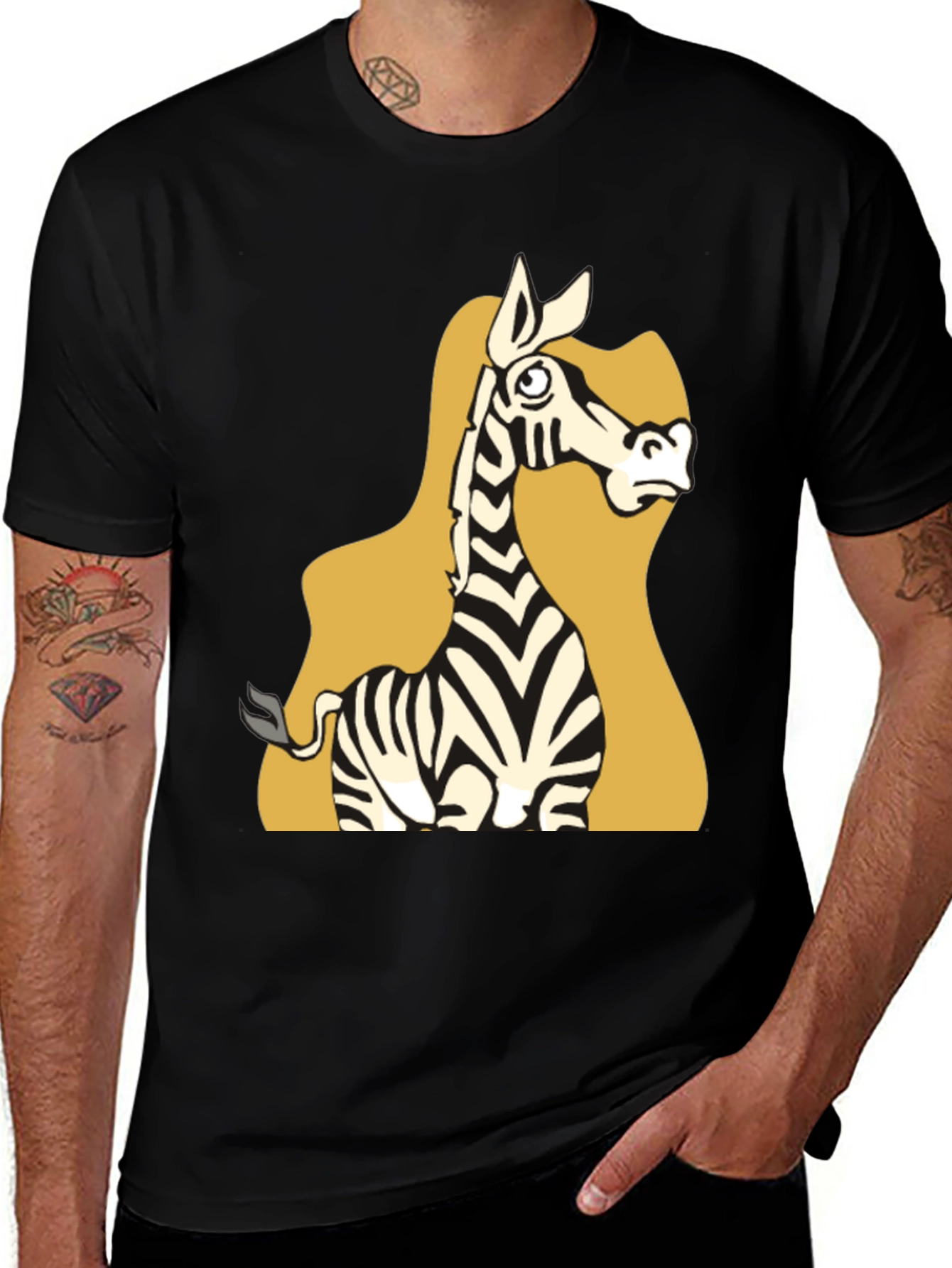 Variant 23 of Zebra Cartoon Graphic Tee - Black Unisex T-Shirt